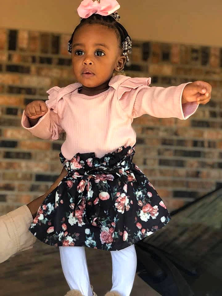 Kinsley joined the competition — help win amazing prizes! baby, baby_toddler_clothing, child, child_model, clothing, design, dress, fashion_accessory, joint, leggings, pattern, person, pink, polka_dot, ruffle, sleeve, toddler