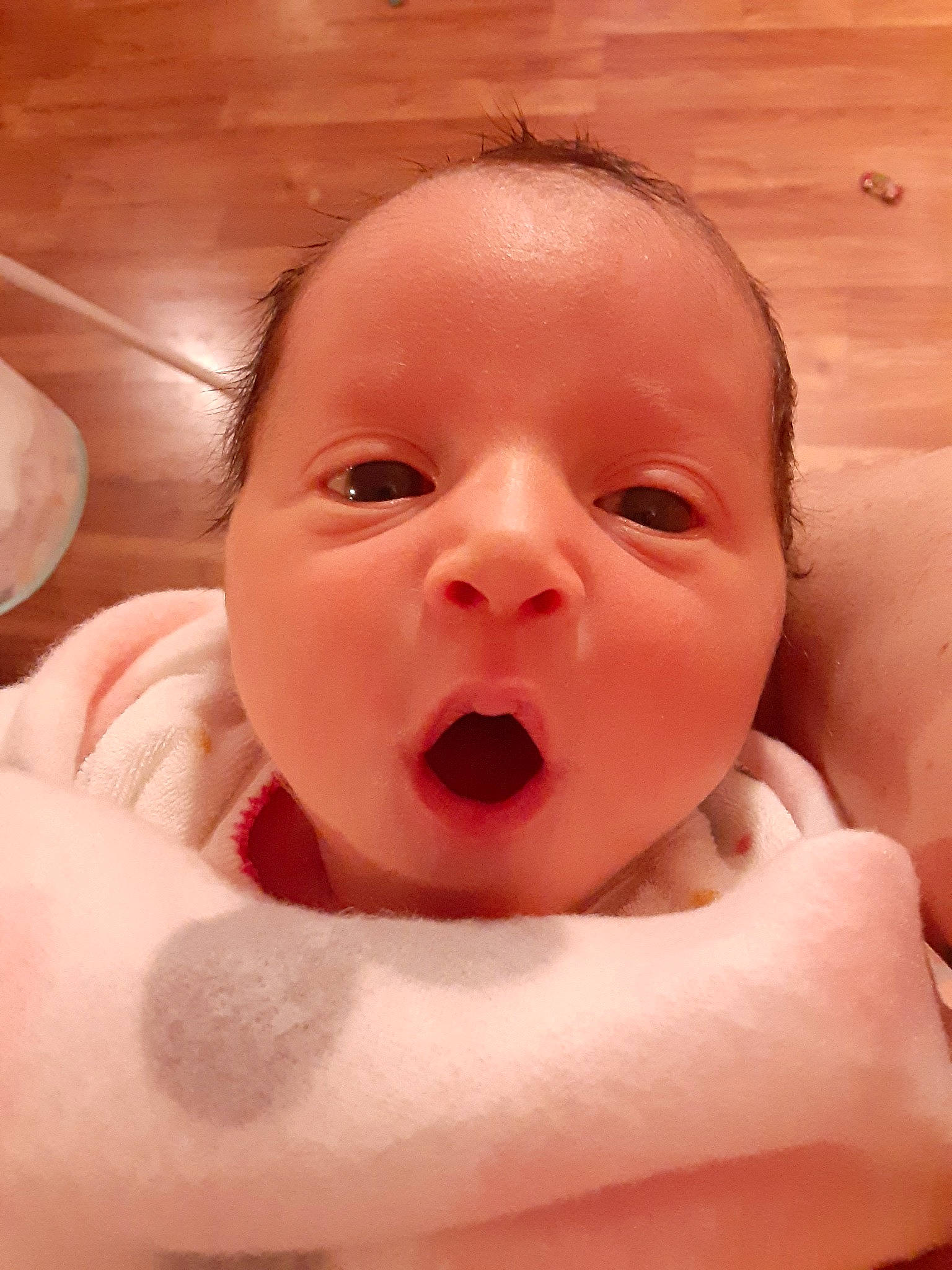 Briana is registered to the contest to win money with this photo: baby, baby_making_funny_faces, cheek, child, chin, close_up, face, facial_expression, head, lip, mouth, nose, person, skin, smile, surprise, toddler, yawn