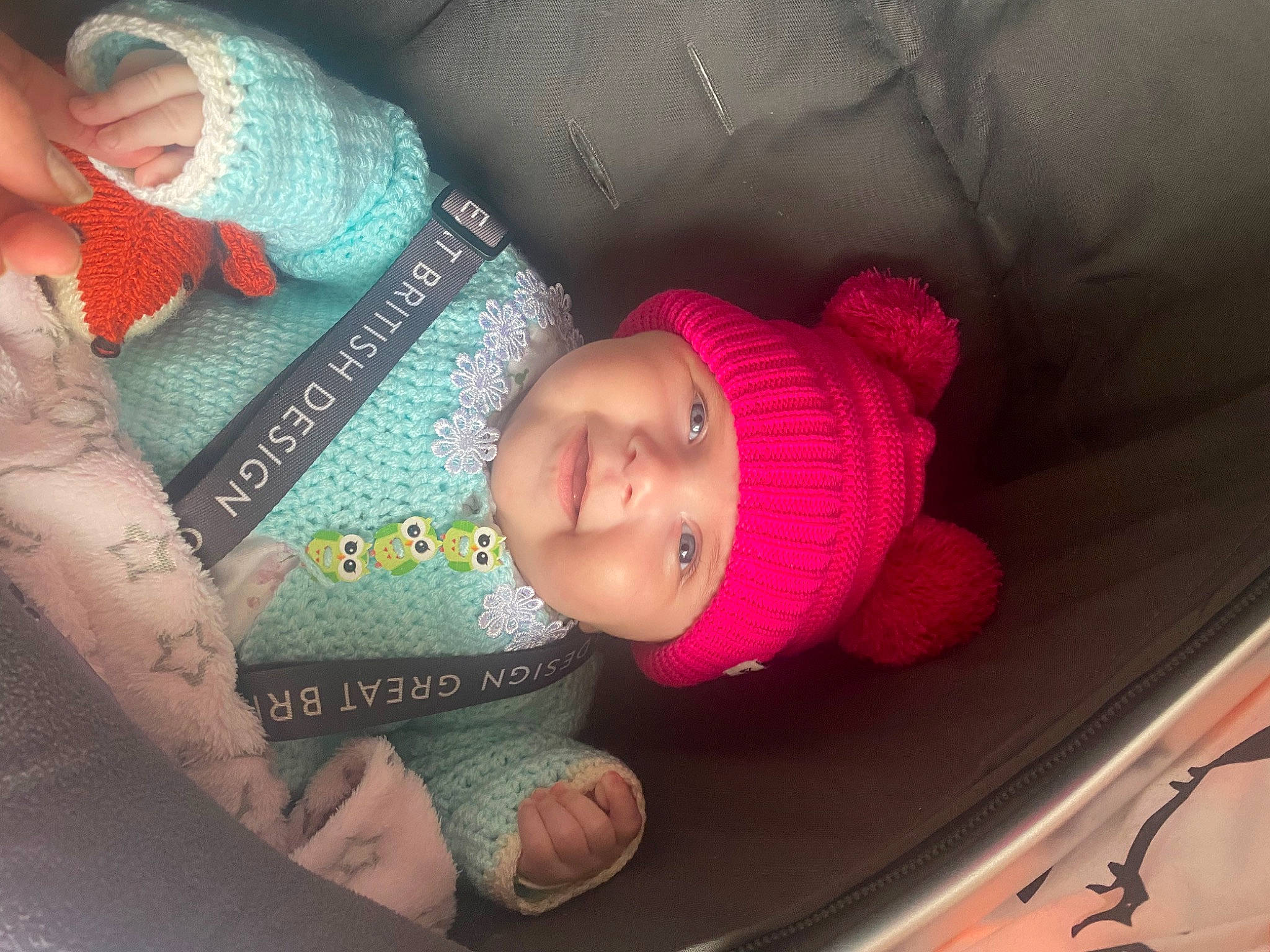 Lily joined the competition — help win amazing prizes! arm, baby, baby_products, baby_sleeping, baby_toddler_clothing, cap, cheek, child, comfort, finger, headgear, headwear, human_body, joy, person, pink, product, skin, sleeve, textile
