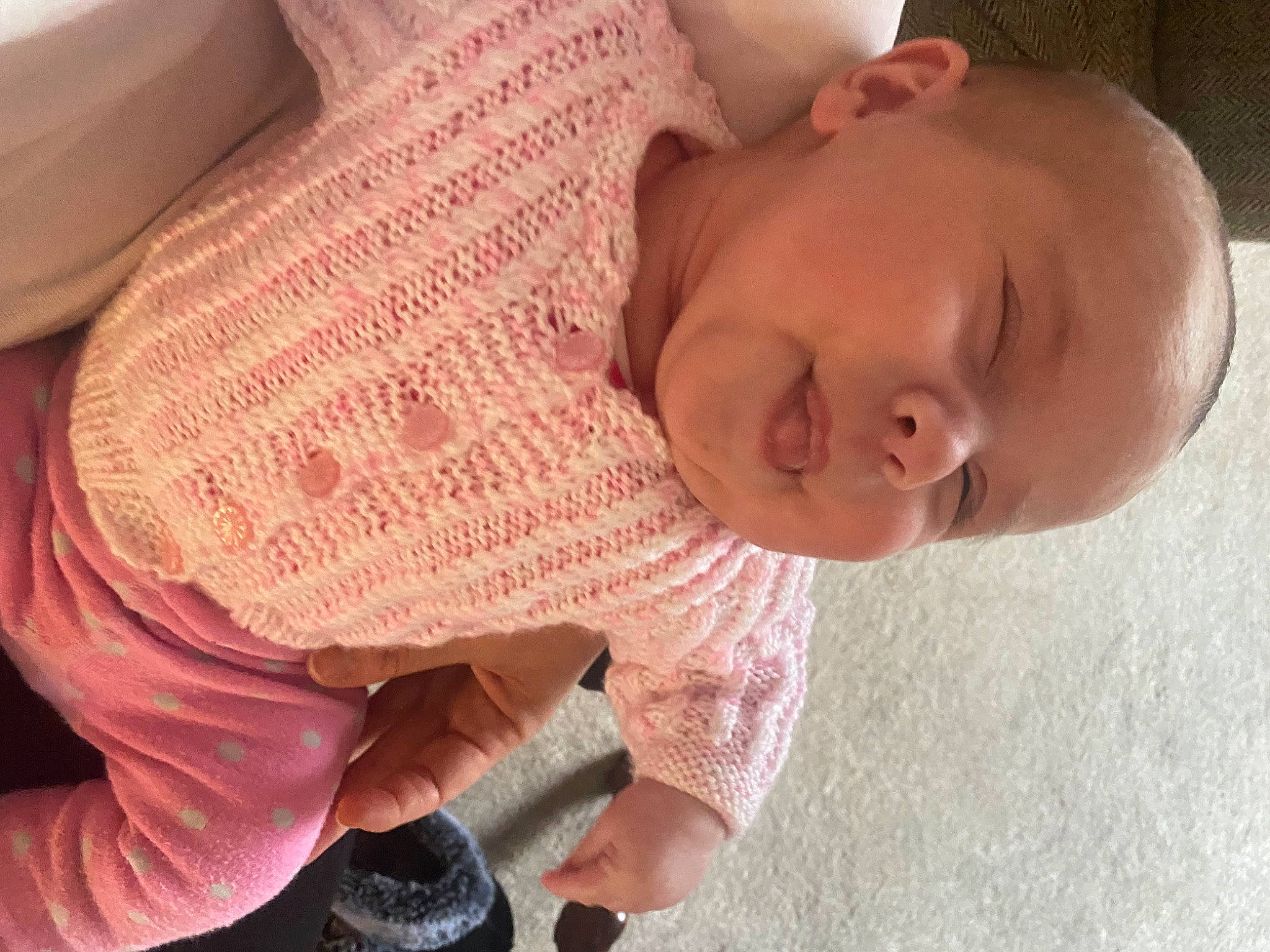 Lily joined the competition — help win amazing prizes! arm, baby, baby_toddler_clothing, cheek, child, comfort, eyelash, finger, flooring, hand, joint, lip, nail, neck, nose, person, pink, skin, sleeve, thumb