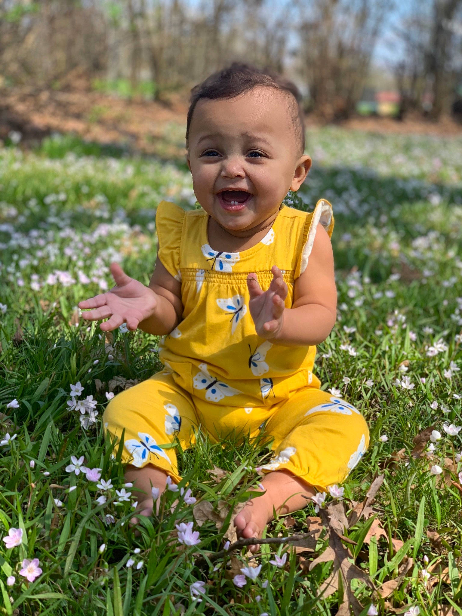Zariana joined the competition — help win amazing prizes! child, flower, grass, happy, meadow, people_in_nature, person, plant, play, smile, spring, toddler, wildflower, yellow