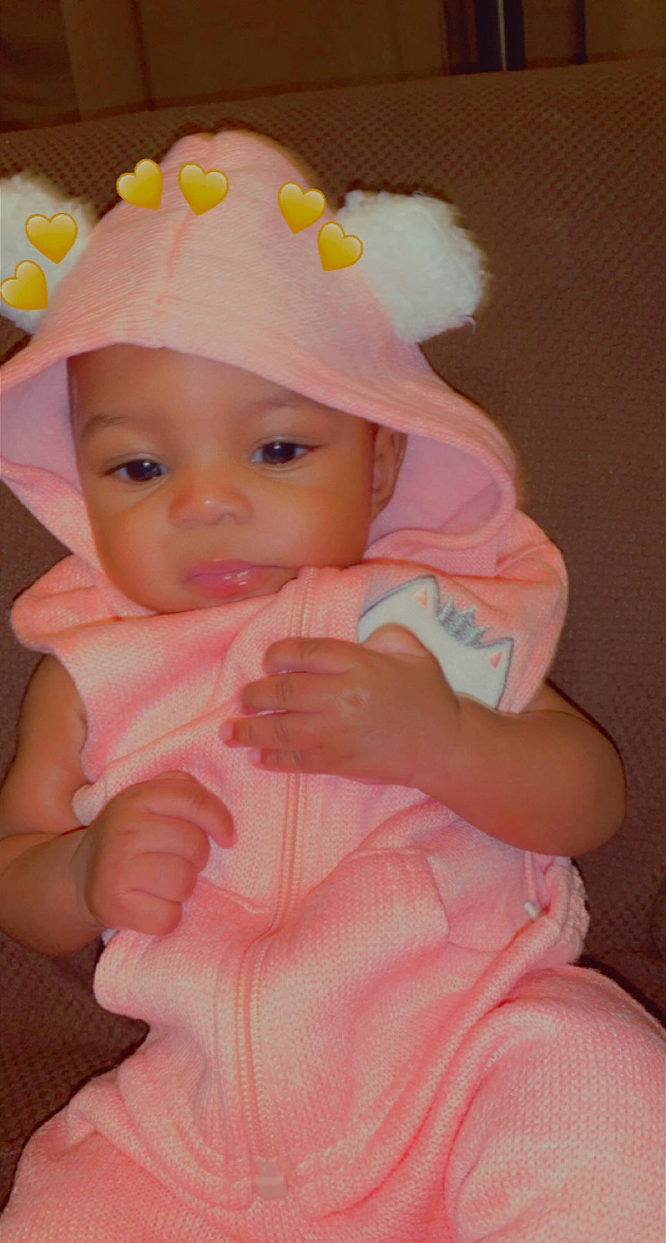 Za'Niyah is registered to the contest to win money with this photo: baby, baby_products, baby_toddler_clothing, cap, cheek, child, chin, dress, eye, happy, headband, headgear, headpiece, headwear, iris, lip, person, pink, skin, sleeve