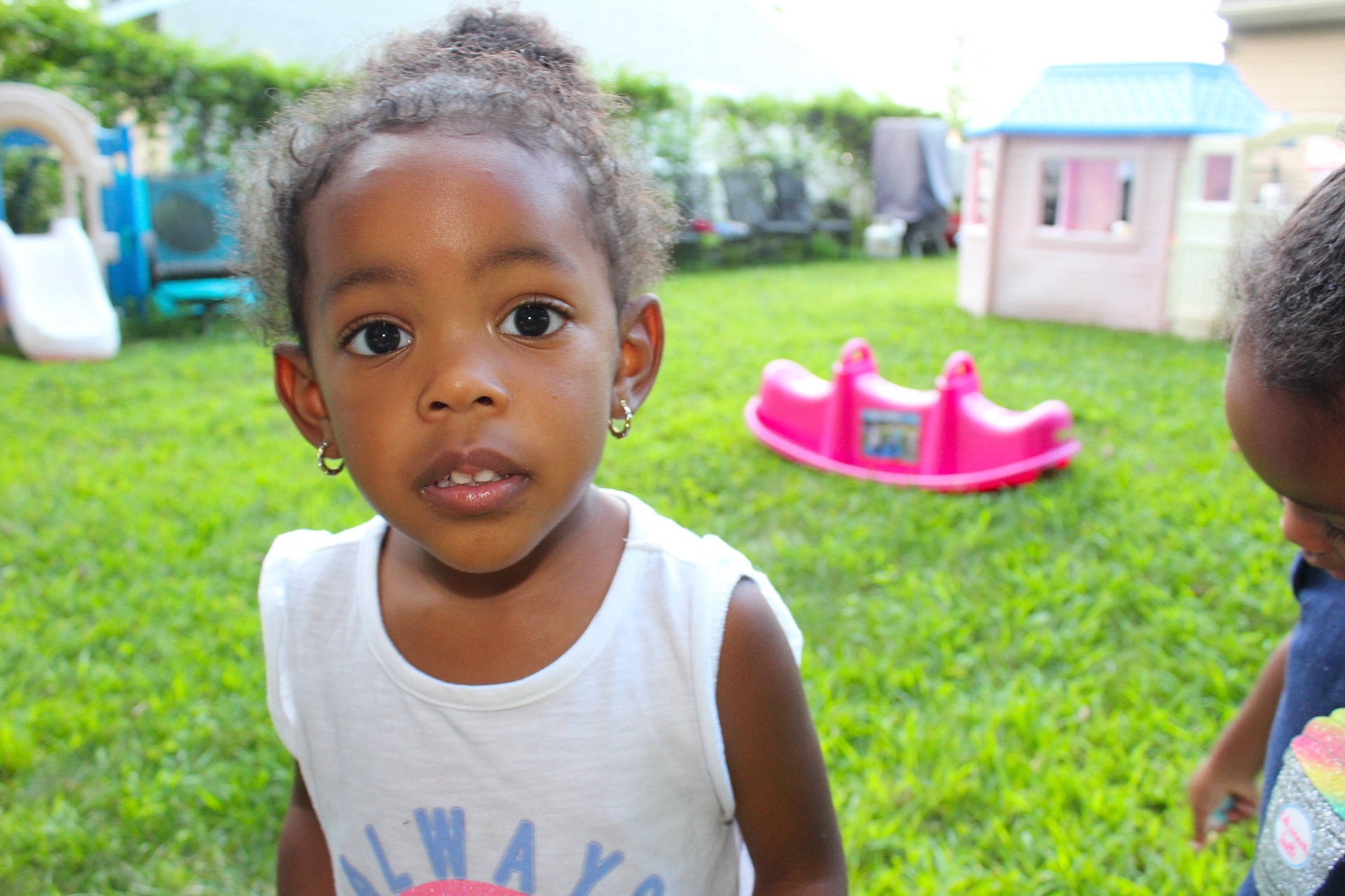 Amaria is registered to the contest to win money with this photo: adaptation, child, face, fun, grass, happy, leisure, people, person, plant, play, recreation, smile, summer, toddler, vacation, water