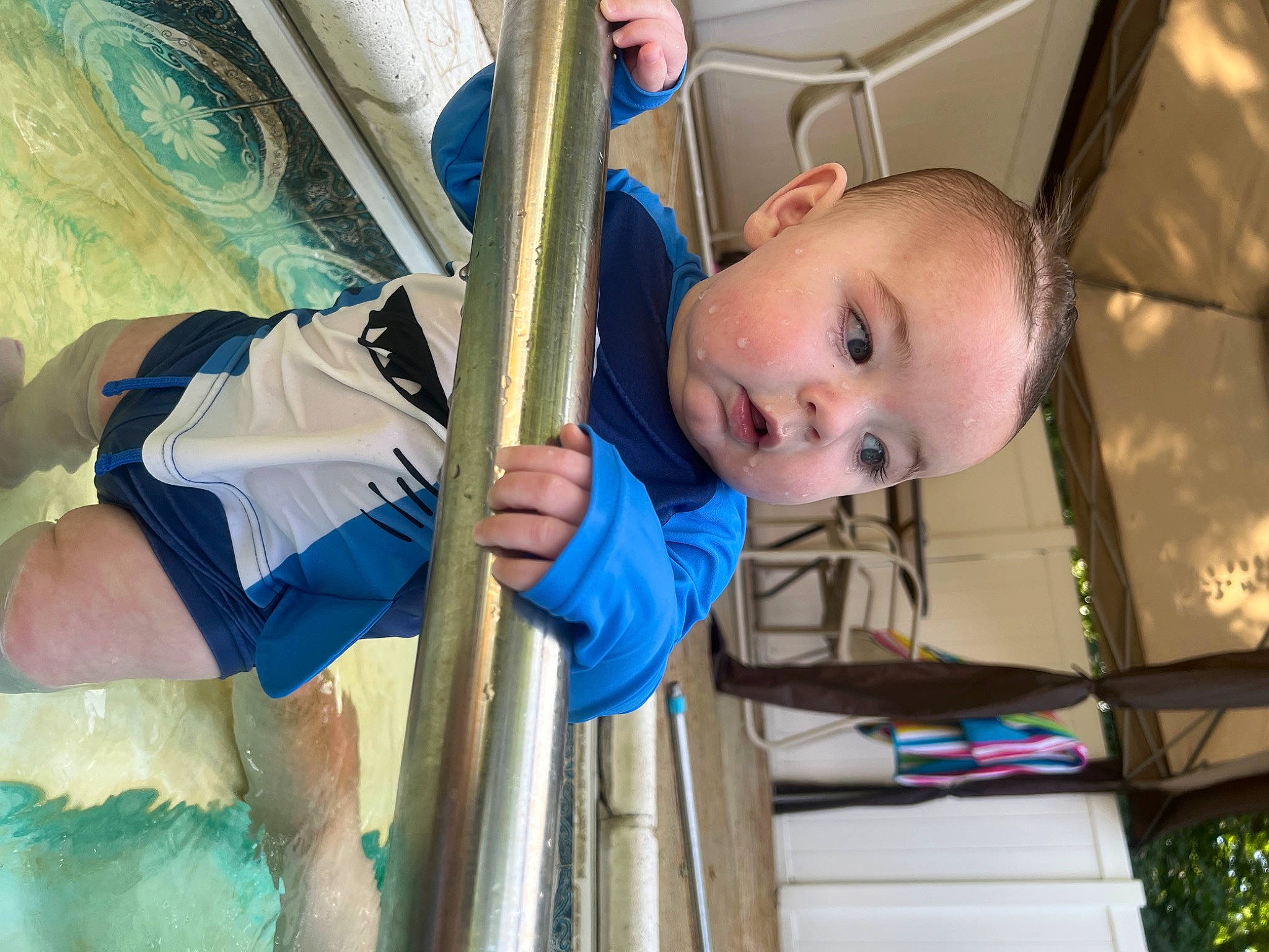 Alexander is registered to the contest to win money with this photo: baby, baby_products, baby_safety, baby_toddler_clothing, ceiling, child, comfort, electric_blue, eye, fun, human_body, leisure, person, plant, toddler, tree, vehicle_door, wood