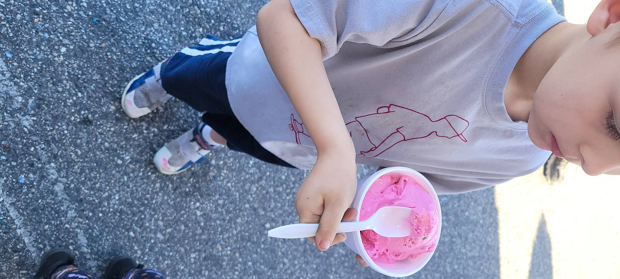 Dakota joined the competition — help win amazing prizes! child, electric_blue, fun, grass, happy, human_leg, knee, leisure, person, pink, recreation, shoe, shorts, sitting, sleeve, sneakers, sportswear, t_shirt, thigh, toddler