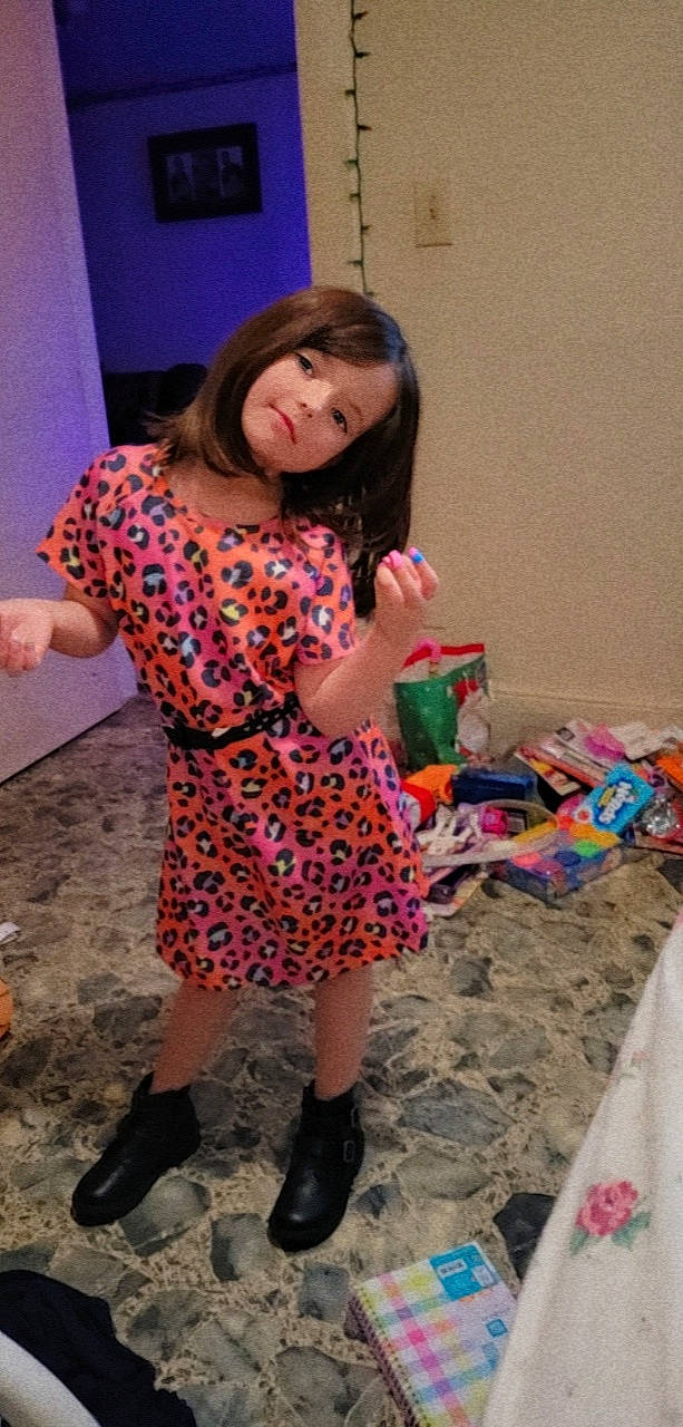 Kayleigh joined the competition — help win amazing prizes! child, entertainment, event, fashion_design, flooring, formal_wear, fun, happy, human_leg, leisure, magenta, party, pattern, person, pink, play, room, sandal, thigh, toddler