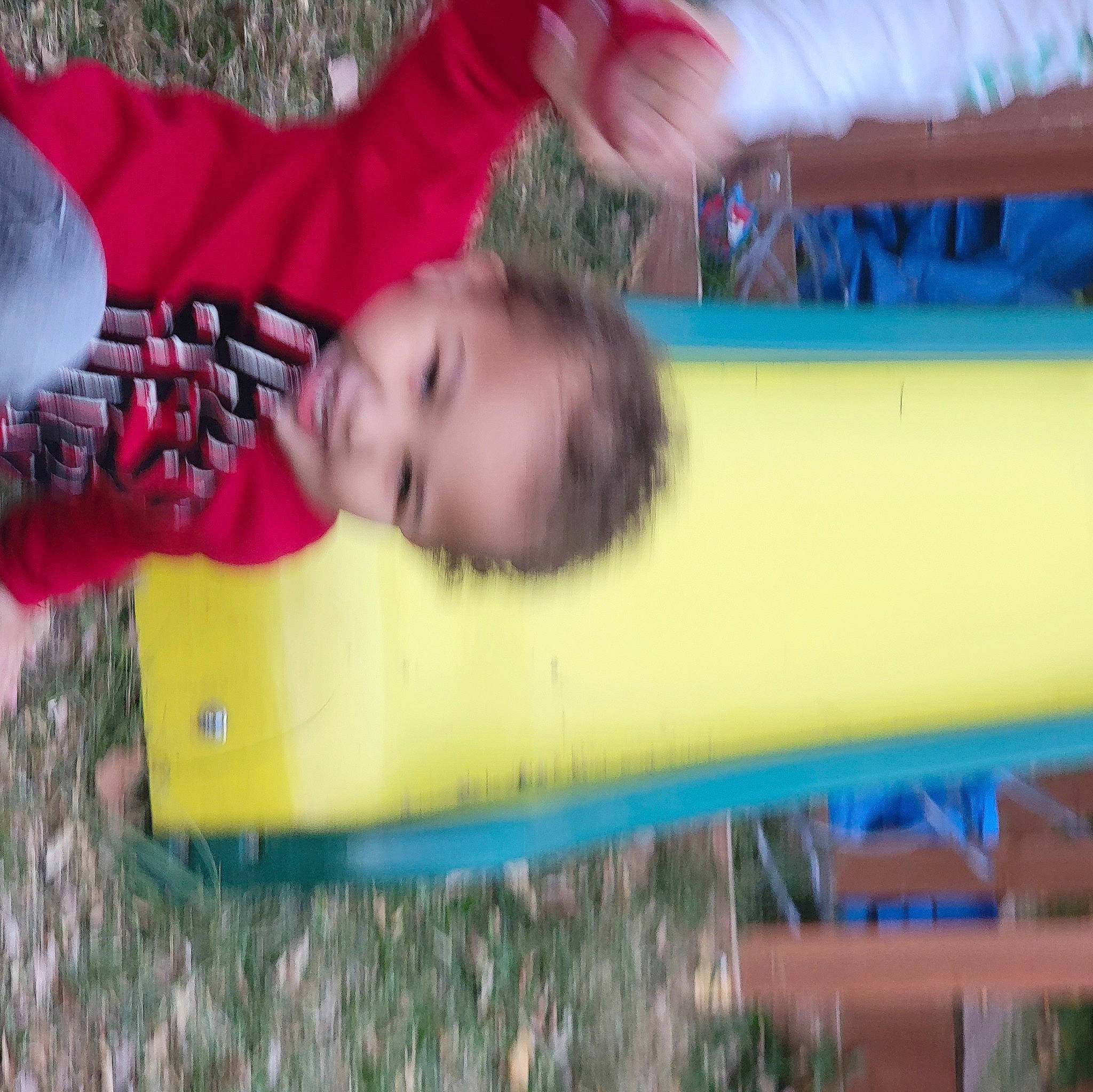 Josh is registered to the contest to win money with this photo: baby, baby_toddler_clothing, child, fun, grass, happy, joy, leisure, outdoor_play_equipment, people_in_nature, person, play, playground, recreation, smile, toddler