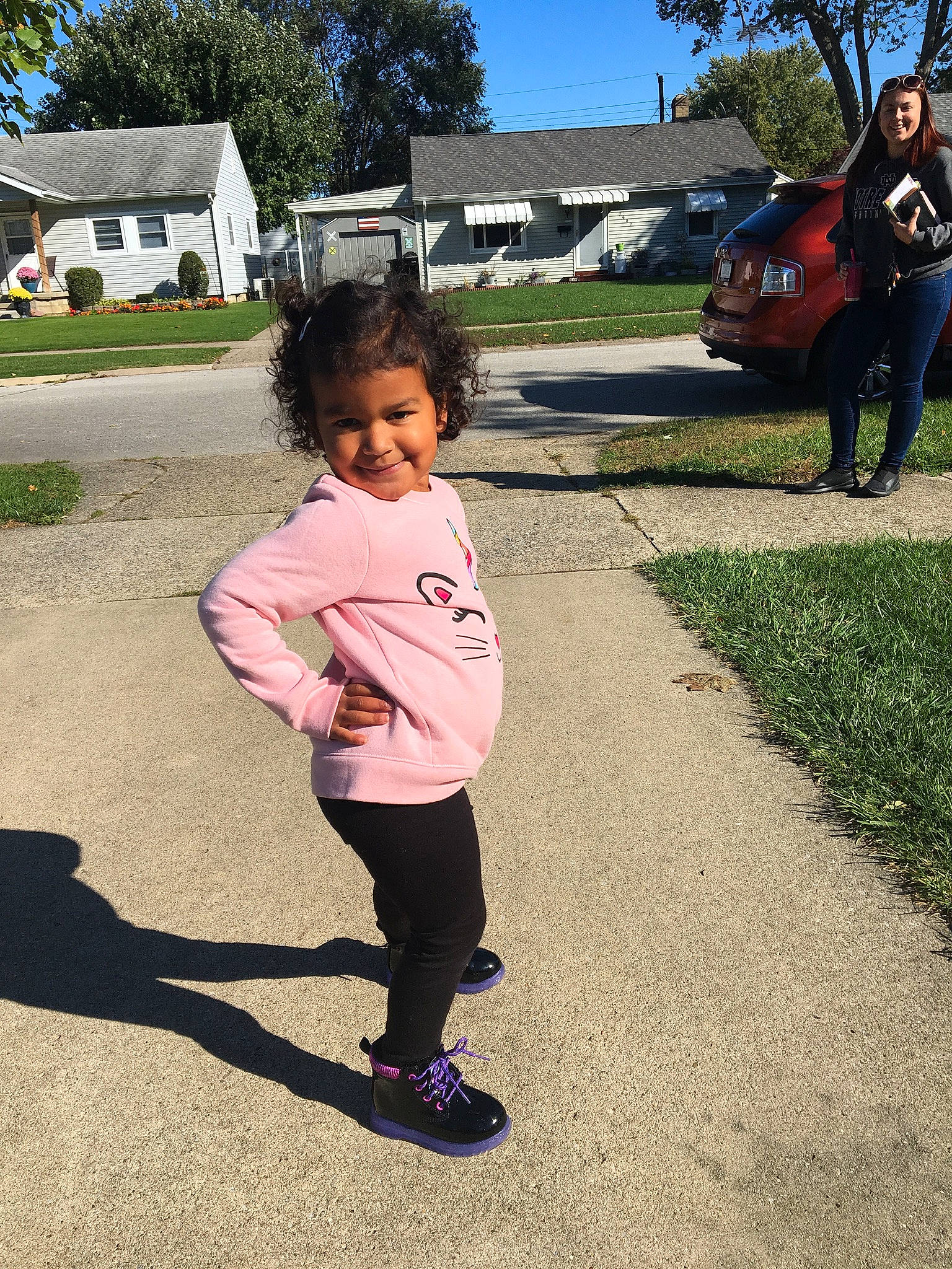 Maliah joined the competition — help win amazing prizes! car, child, flower, fun, joy, leisure, person, pink, plant, play, public_space, recreation, toddler, tree, vacation, vehicle, walking