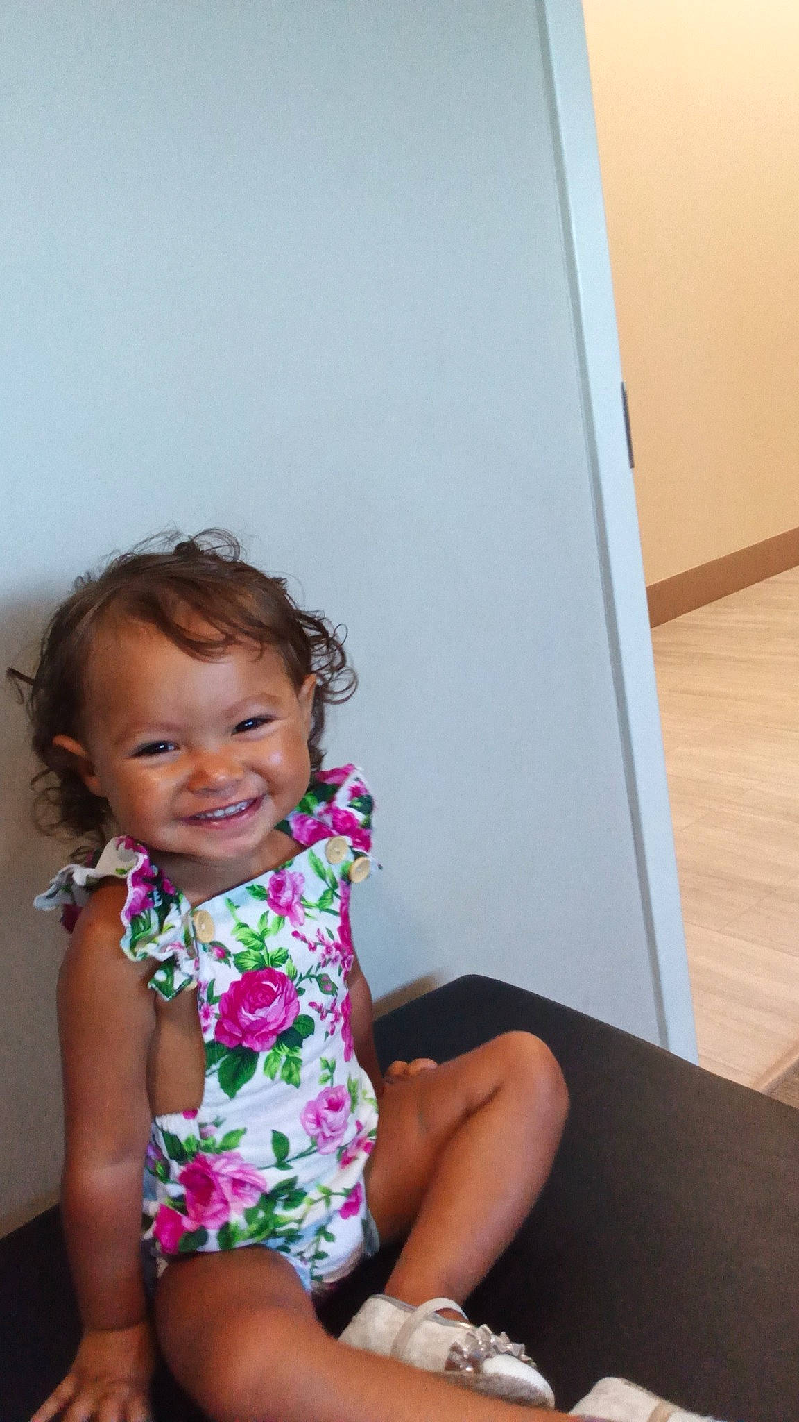 A'Myia joined the competition — help win amazing prizes! baby, baby_toddler_clothing, child, comfort, fun, gesture, happy, human_leg, joy, laugh, leisure, magenta, nail, pattern, person, portrait_photography, sitting, skin, smile, thigh