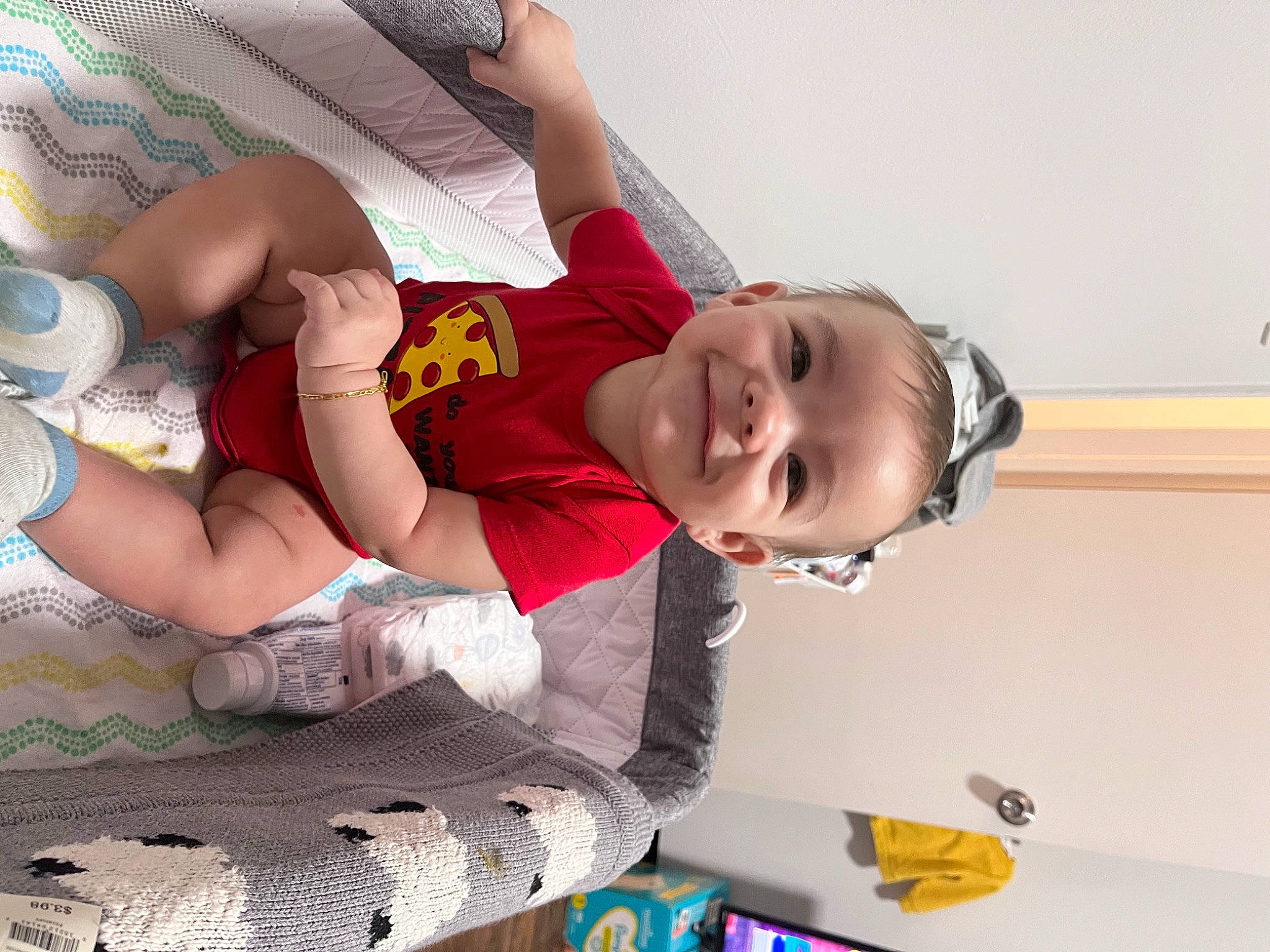 Cassius joined the competition — help win amazing prizes! arm, baby, baby_products, baby_toddler_clothing, child, comfort, couch, elbow, fun, happy, human_leg, joy, leisure, pattern, person, play, room, smile, t_shirt, thigh