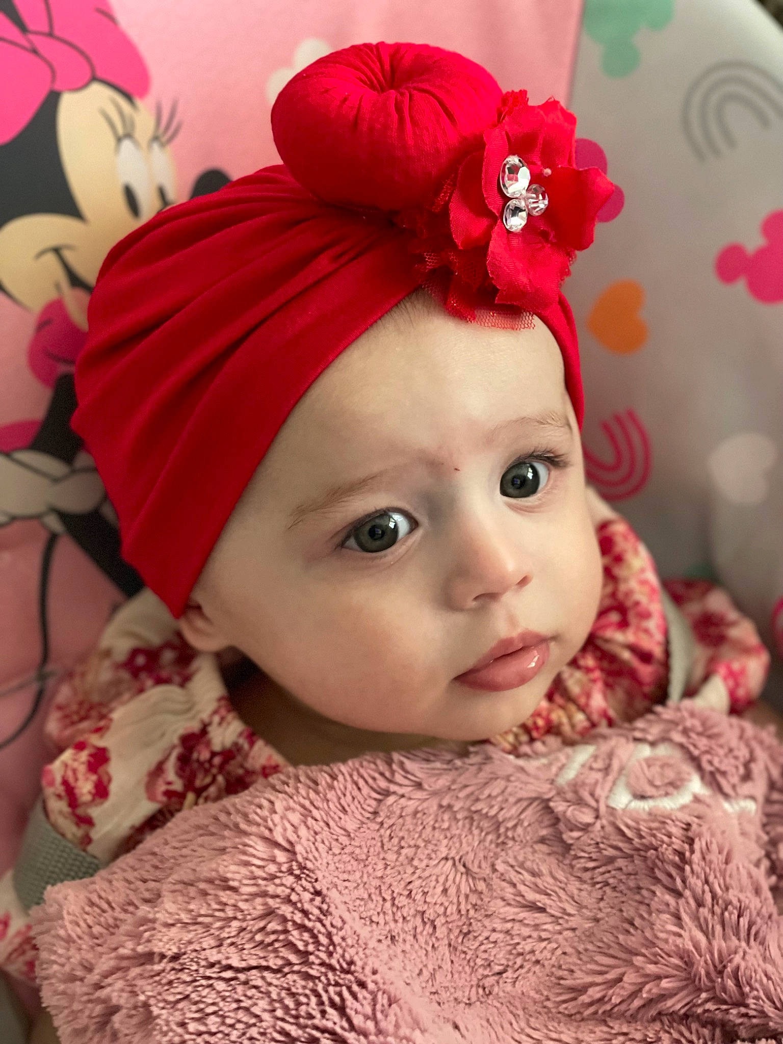 Ivana is registered to the contest to win money with this photo: baby, baby_toddler_clothing, cap, cheek, creative_arts, dress, eye, eyebrow, eyelash, face, head, headgear, headwear, lip, magenta, outerwear, person, pink, plant, skin