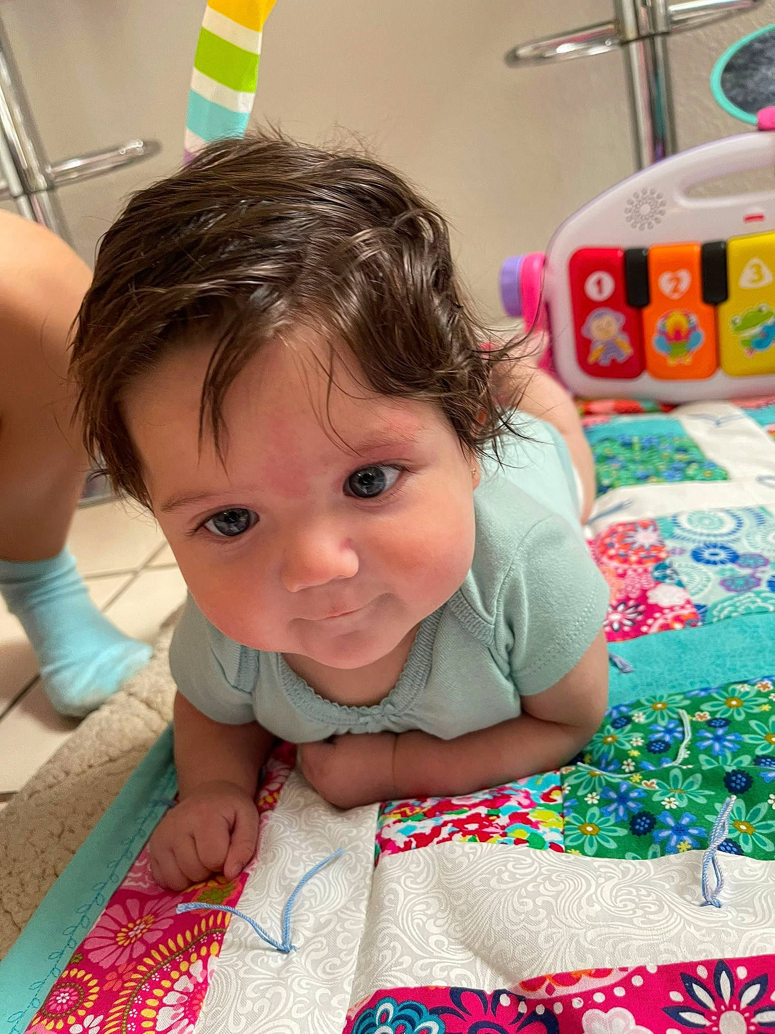 Ana Sophie joined the competition — help win amazing prizes! baby, baby_toddler_clothing, balloon, bathing, beauty, child, face, flooring, fun, green, happy, leisure, pattern, person, pink, play, plumbing_fixture, skin, smile, summer