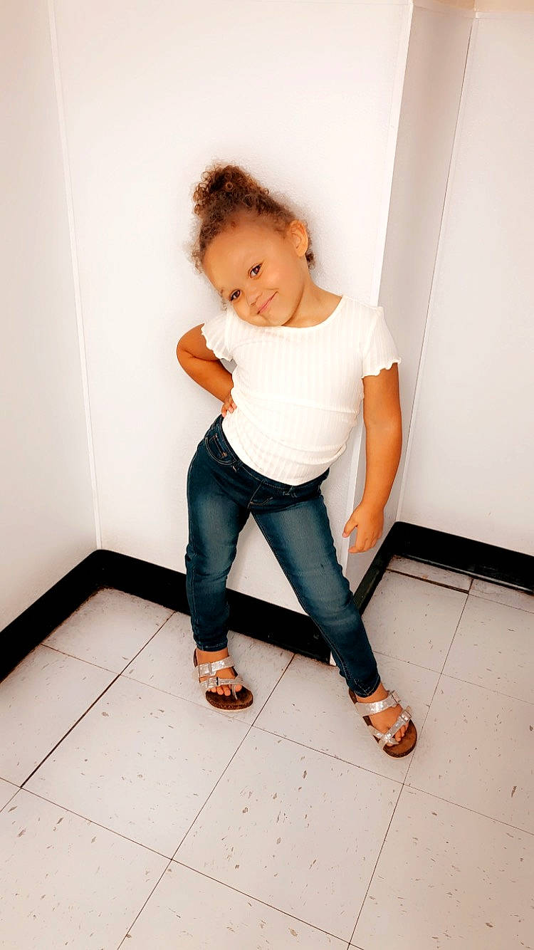 Abby joined the competition — help win amazing prizes! denim, elbow, fashion_design, flash_photography, floor, flooring, foot, footwear, hair, human_leg, jeans, joy, knee, leg, person, shoe, sleeve, sportswear, street_fashion, t_shirt