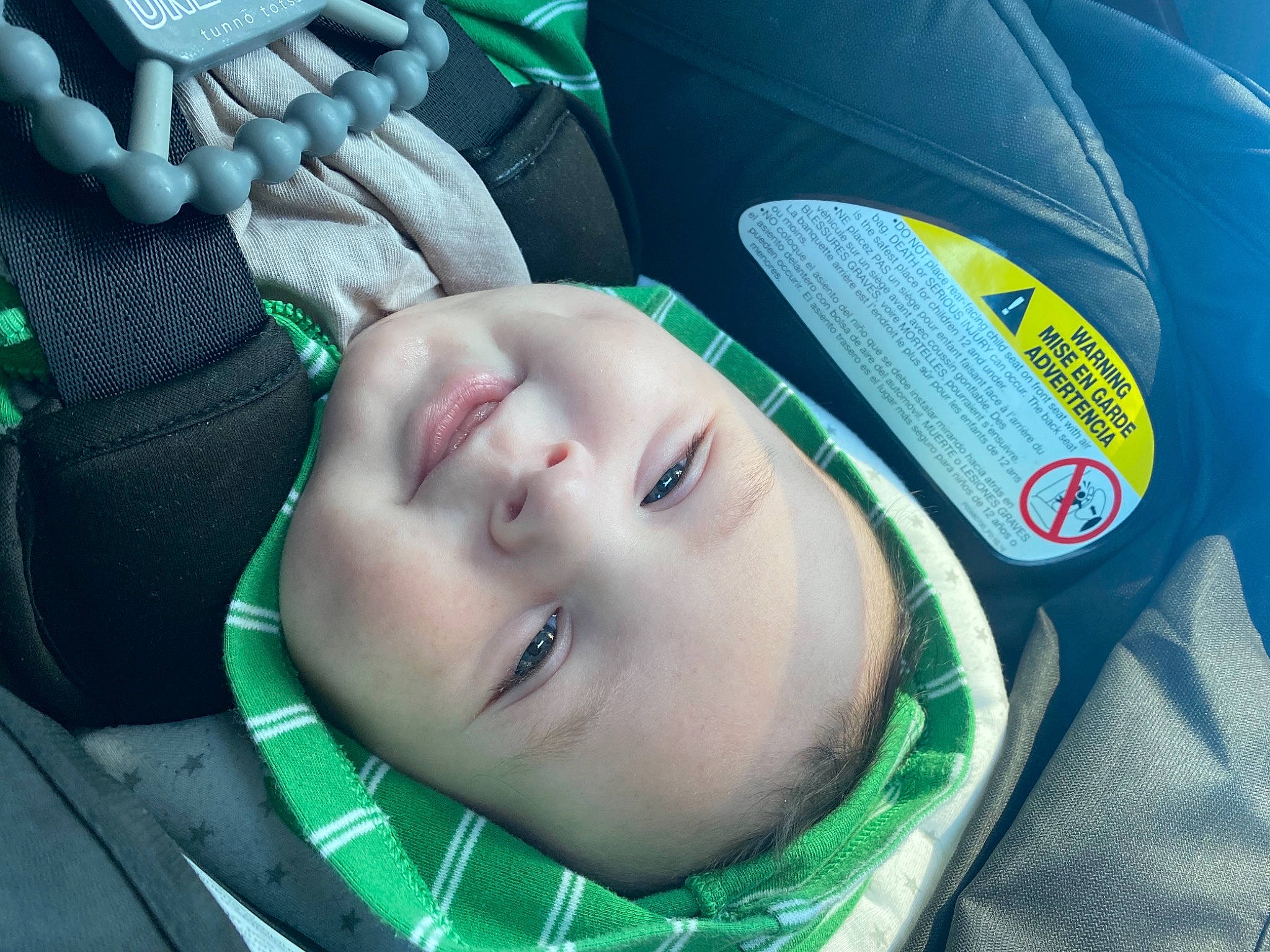 Liam joined the competition — help win amazing prizes! auto_part, baby, baby_carriage, baby_products, baby_safety, baby_toddler_clothing, car_seat, cheek, child, comfort, electric_blue, eyelash, fun, grass, green, person, personal_protective_equipment, smile, toddler, tree