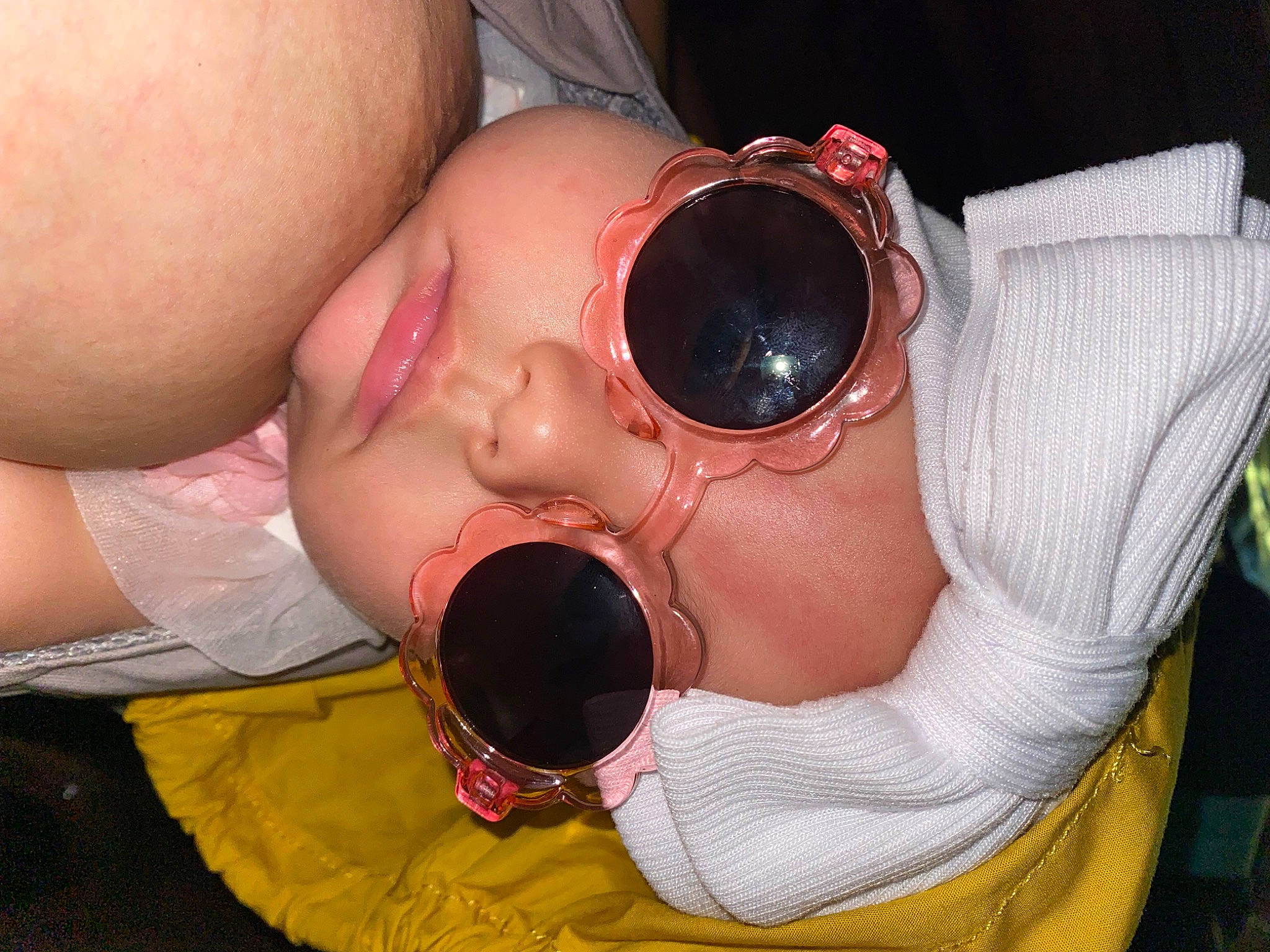 Aiyana joined the competition — help win amazing prizes! baby, baby_toddler_clothing, cheek, chest, eyebrow, eyelash, eyewear, finger, fun, goggles, headwear, mouth, nail, nose, person, personal_protective_equipment, sunglasses, throat, thumb, toddler