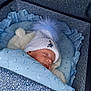 baby, bedding, blanket, blue, child, cozy, crib, cute, face, hat, infant, knit, pattern, peaceful, pom_pom, resting, sleeping, textile, warm, white