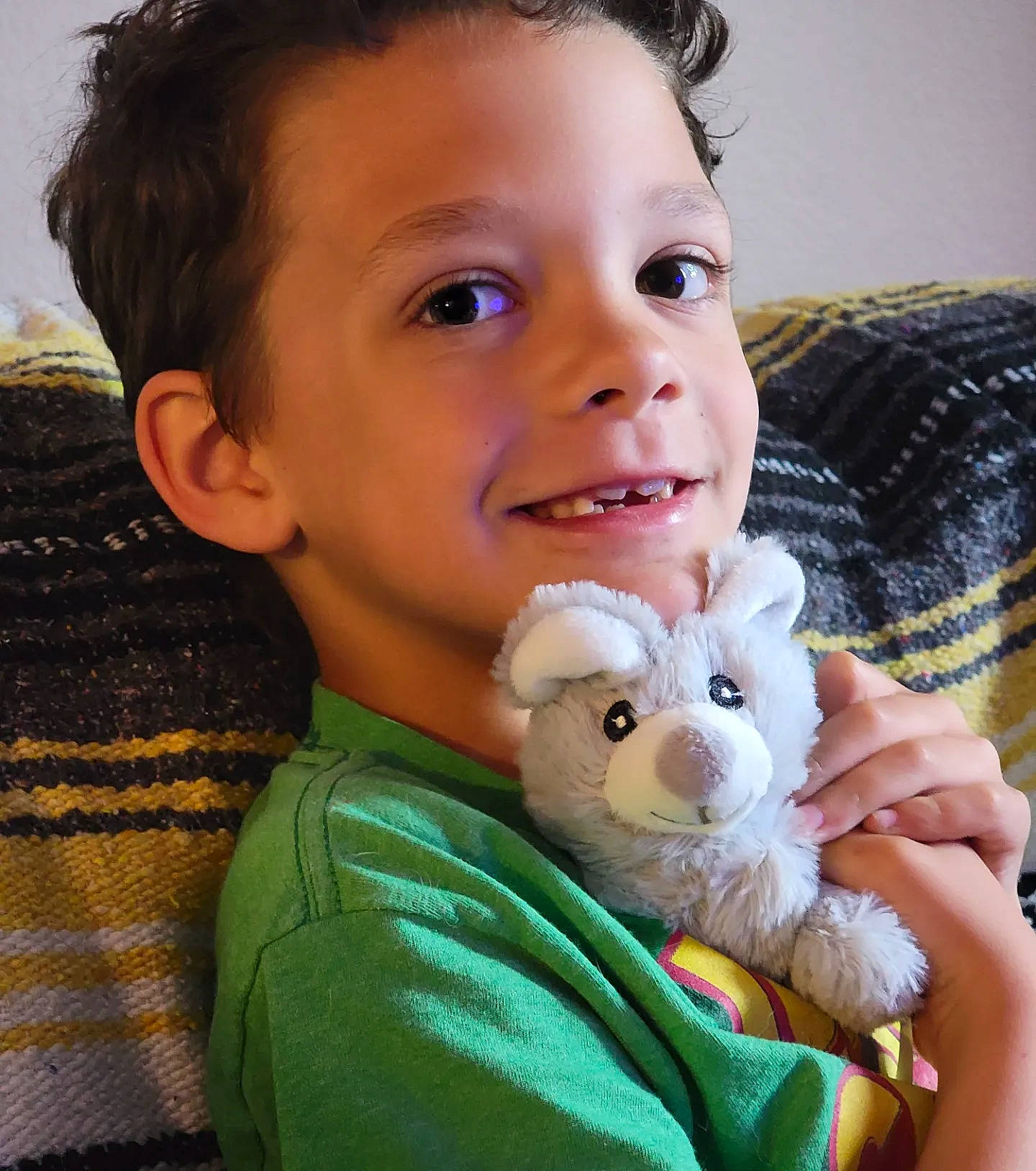 Oscar joined the competition — help win amazing prizes! baby_toddler_clothing, cheek, child, comfort, eye, face, finger, fun, happy, head, lap, nose, person, plush, sitting, skin, smile, stuffed_toy, thumb, toddler