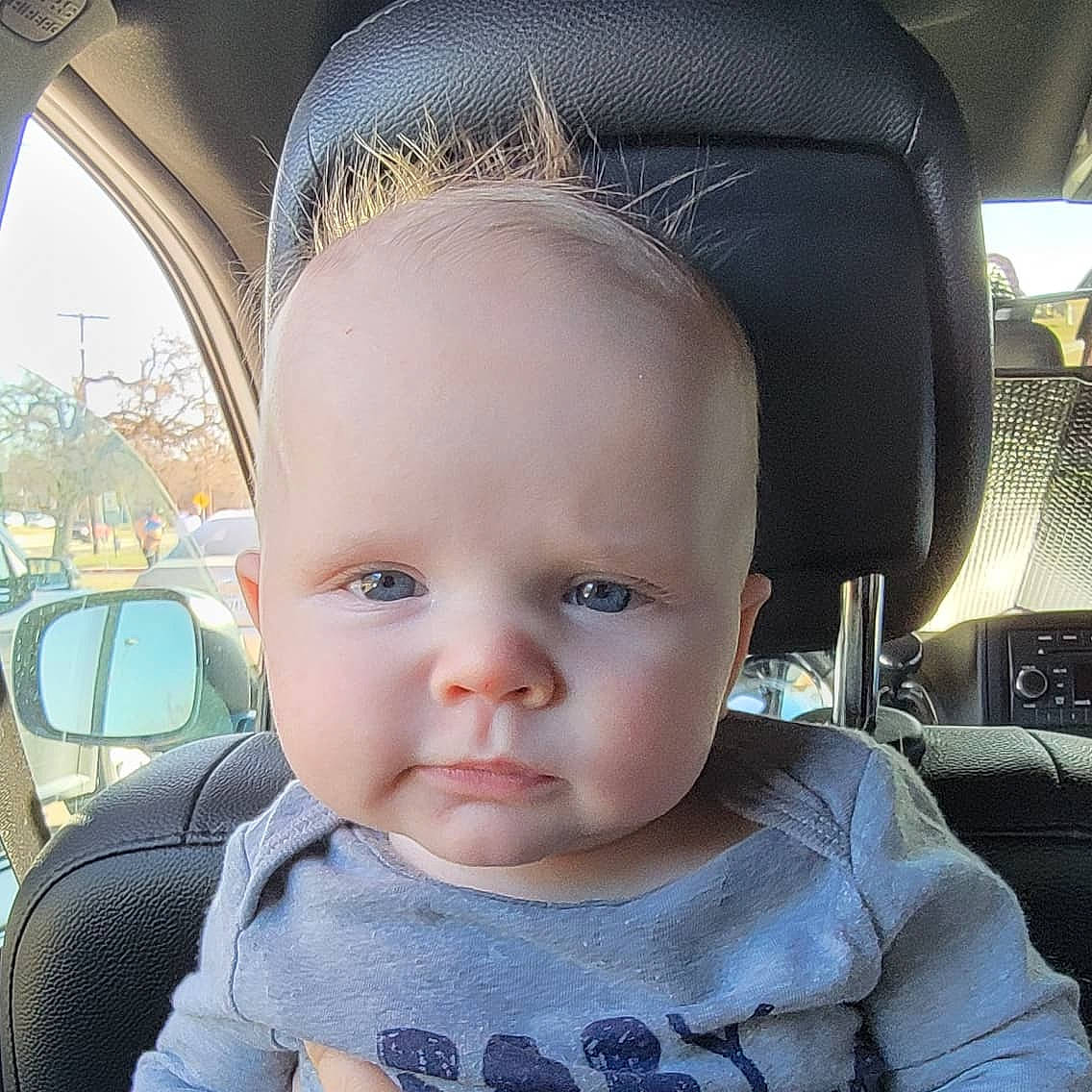Henry joined the competition — help win amazing prizes! baby, baby_toddler_clothing, car_seat, cheek, chin, cool, ear, eye, eyebrow, eyelash, face, happy, iris, morning, nose, person, photograph, skin, steering_wheel, tints_and_shades