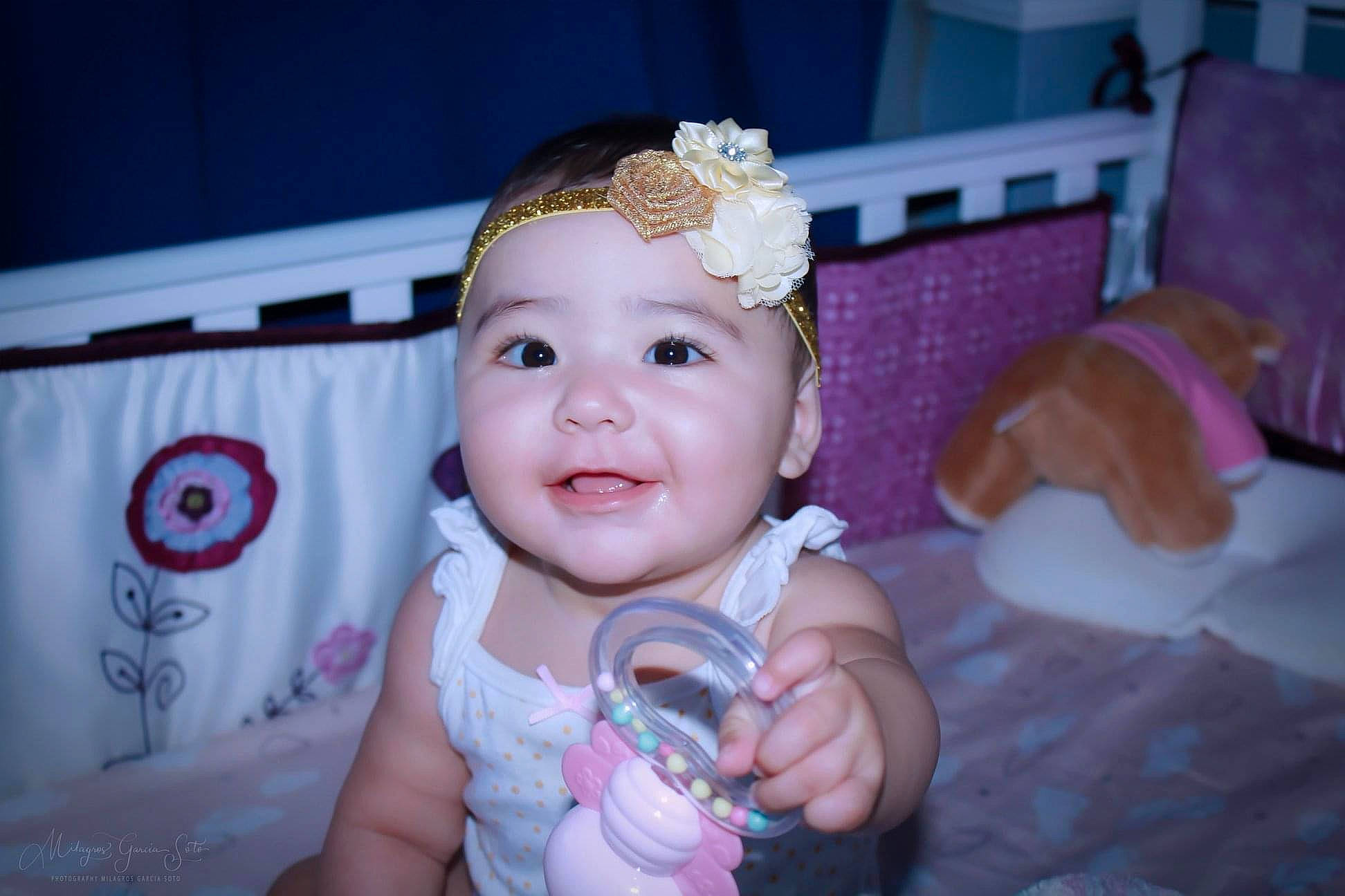 Alena joined the competition — help win amazing prizes! baby, cheek, child, eye, face, fashion_accessory, fun, hair_accessory, head, headband, headgear, headpiece, headwear, iris, lip, mouth, person, pink, room, skin