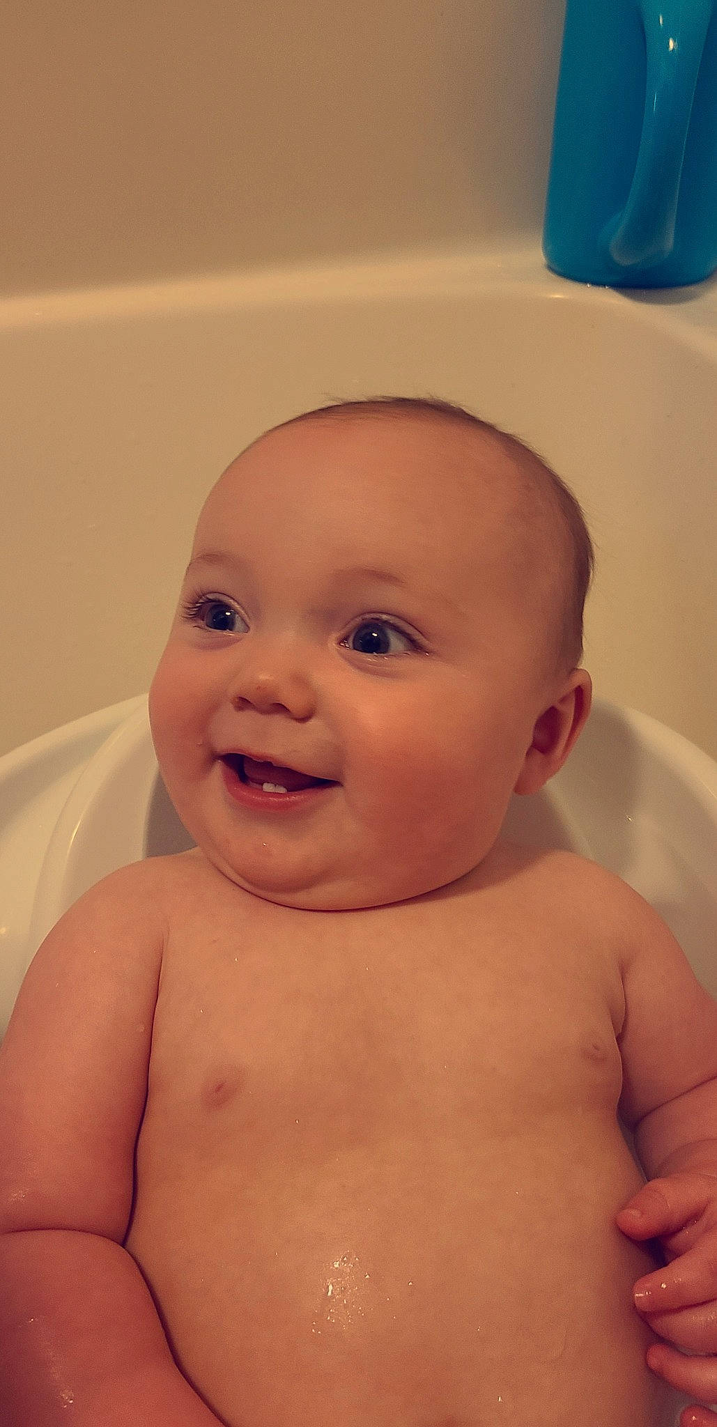 Benji joined the competition — help win amazing prizes! baby_bathing, bathroom, bathtub, cheek, ear, eye, eyebrow, fluid, forehead, hair, hand, iris, jaw, joy, lip, mouth, neck, nose, person, skin