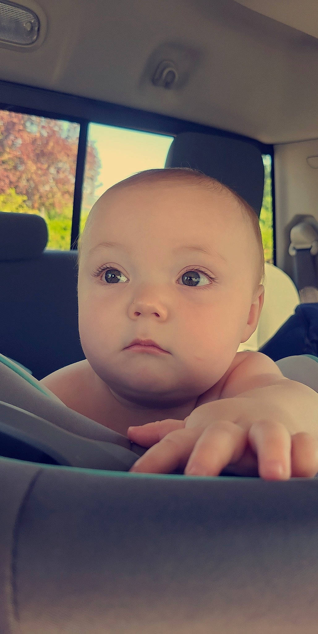 Benji is registered to the contest to win money with this photo: baby, baby_toddler_clothing, cheek, comfort, eyebrow, eyelash, finger, flash_photography, gesture, happy, iris, lip, nail, nose, person, skin, smile, thumb, tints_and_shades, toddler