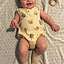 Walker joined the competition — help win amazing prizes! baby, infant, smiling, onesie, bear_print, sock, blanket, crocheted_toy, rattle, cute, happy, chubby_cheeks, lying_down, soft_texture, child, baby_clothing, toy, indoors, portrait, closeup