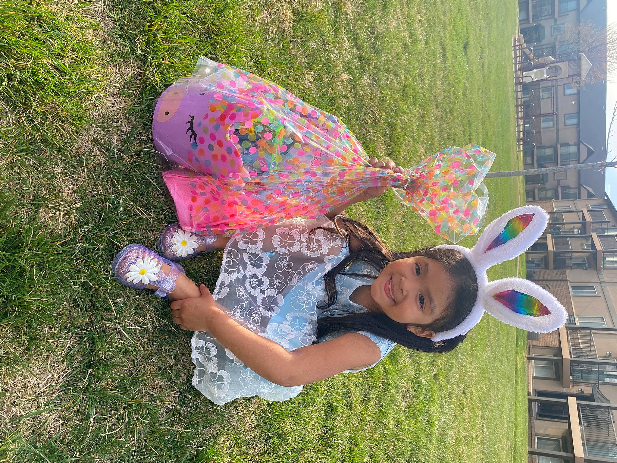 Avyanna joined the competition — help win amazing prizes! art, child, fun, garden, grass, grassland, happy, hat, joy, lawn, leisure, magenta, pattern, people_in_nature, person, plant, smile, summer, sun_hat, toddler