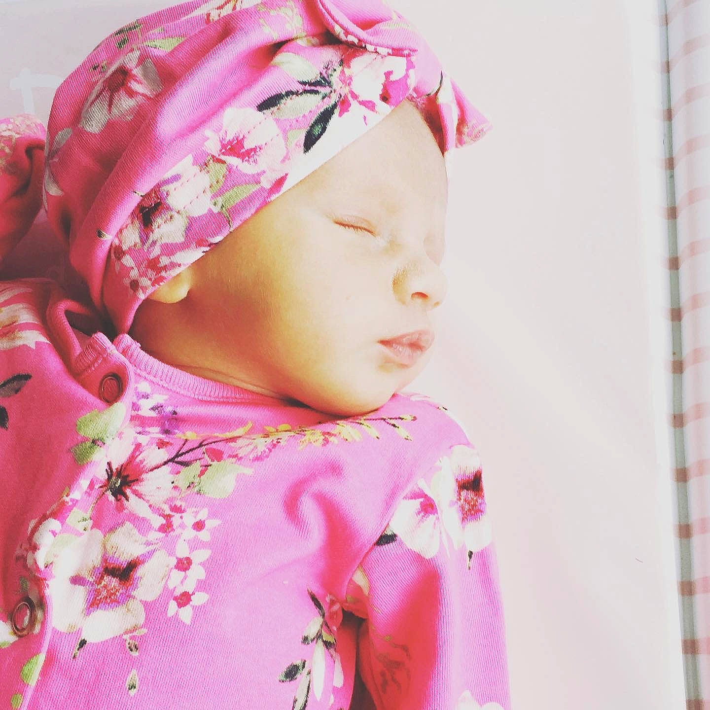 Orianna joined the competition — help win amazing prizes! baby, cheek, child, clothing, fashion_accessory, hair_accessory, head, headband, headgear, headpiece, headwear, pattern, person, petal, pink, plant, textile, toddler