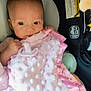 Penelope joined the competition — help win amazing prizes! baby, infant, blanket, pacifier, car_seat, safety_warning, pink, soft_texture, child, closeup, face, expression, newborn, seatbelt, cushion, indoor, portrait, cute, tiny_hands, comfort