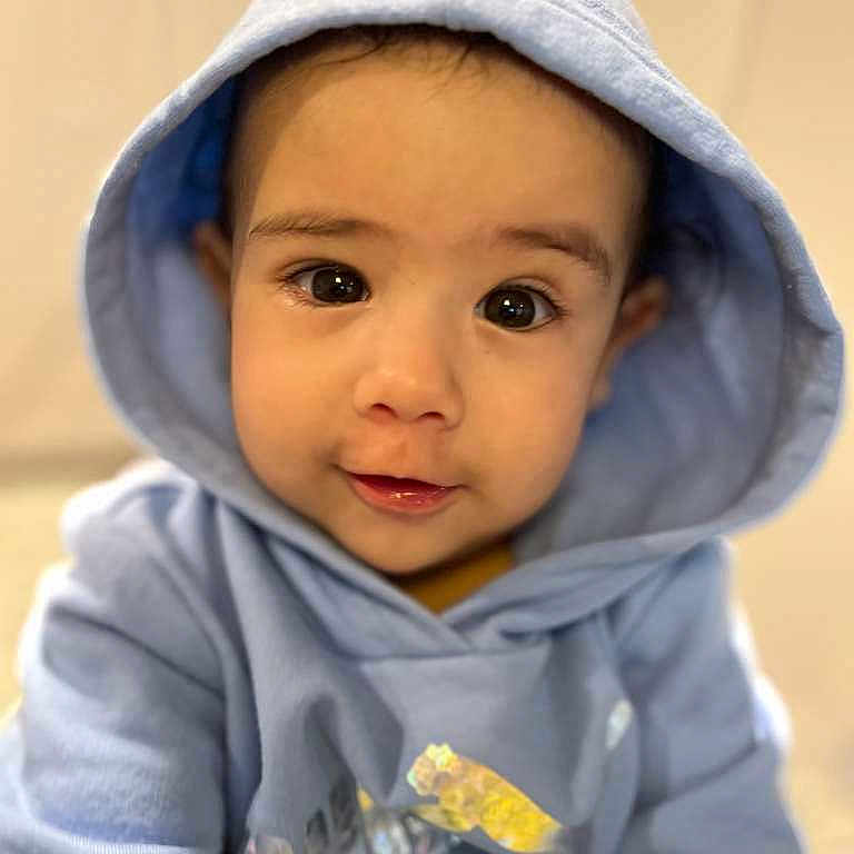 Dereck Isamel joined the competition — help win amazing prizes! adorable, baby, blue_clothing, casual_clothing, child, closeup, cute, eyes, face, headwear, hoodie, indoors, infant, person, portrait, sitting, smiling, soft_lighting, warm_clothing, young_child