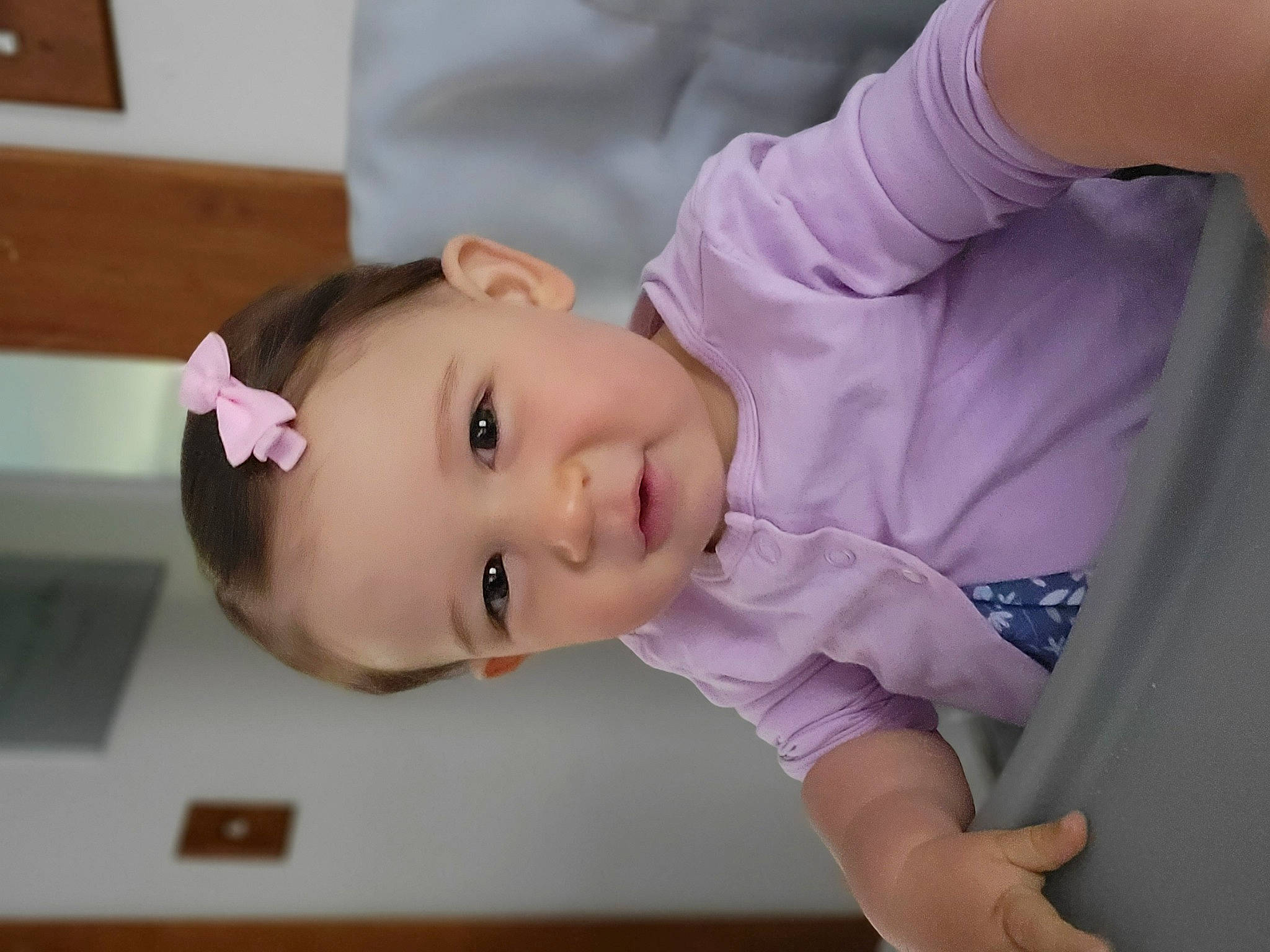 Abigail joined the competition — help win amazing prizes! arm, baby, baby_products, baby_toddler_clothing, cheek, child, comfort, eyebrow, eyelash, gesture, happy, lip, mouth, neck, nose, person, purple, skin, sleeve, smile