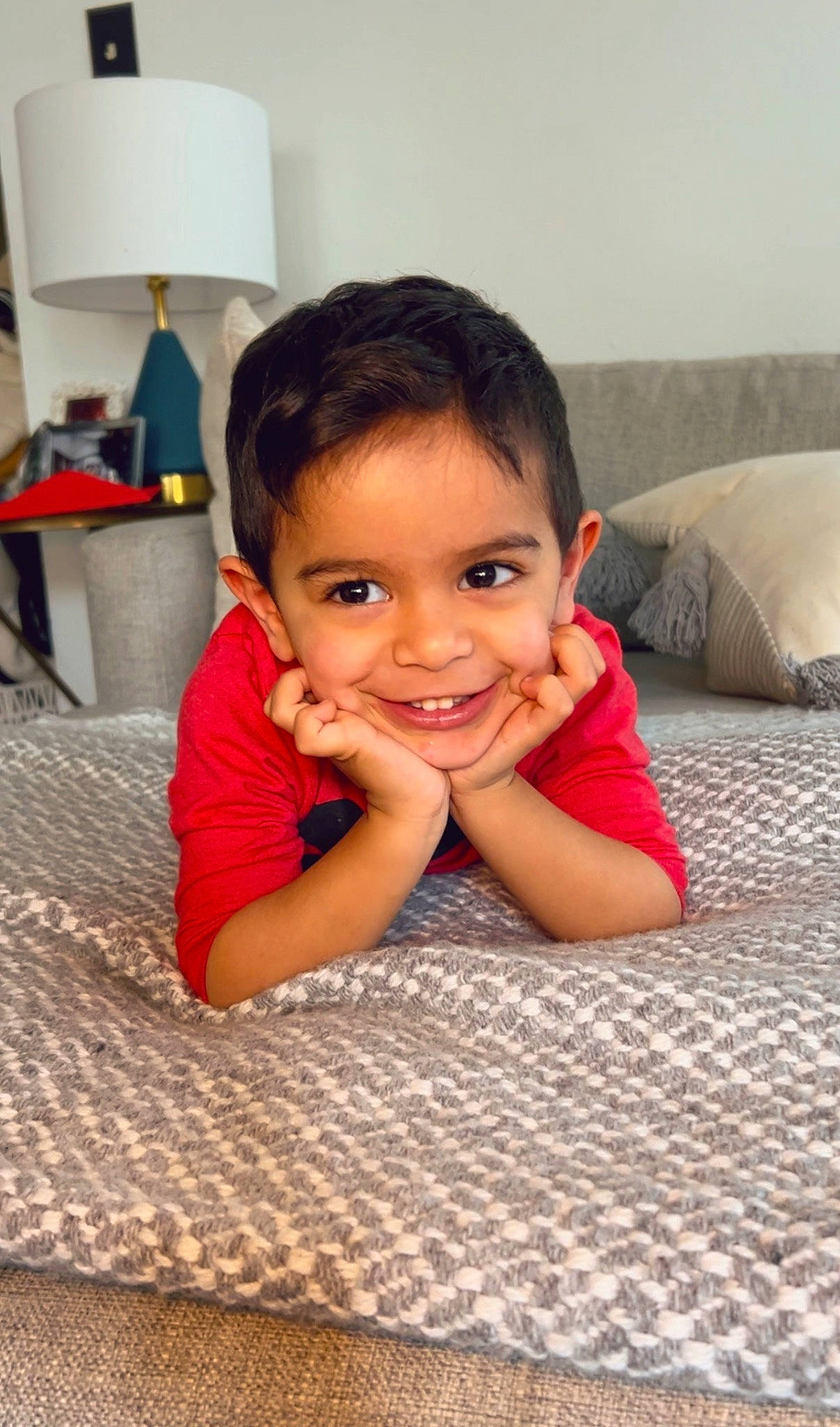 Dominic joined the competition — help win amazing prizes! baby_toddler_clothing, cheek, child, comfort, crawling, flash_photography, floor, flooring, fun, happy, hardwood, joy, lamp, lip, nose, paper_towel, person, sitting, smile, thumb