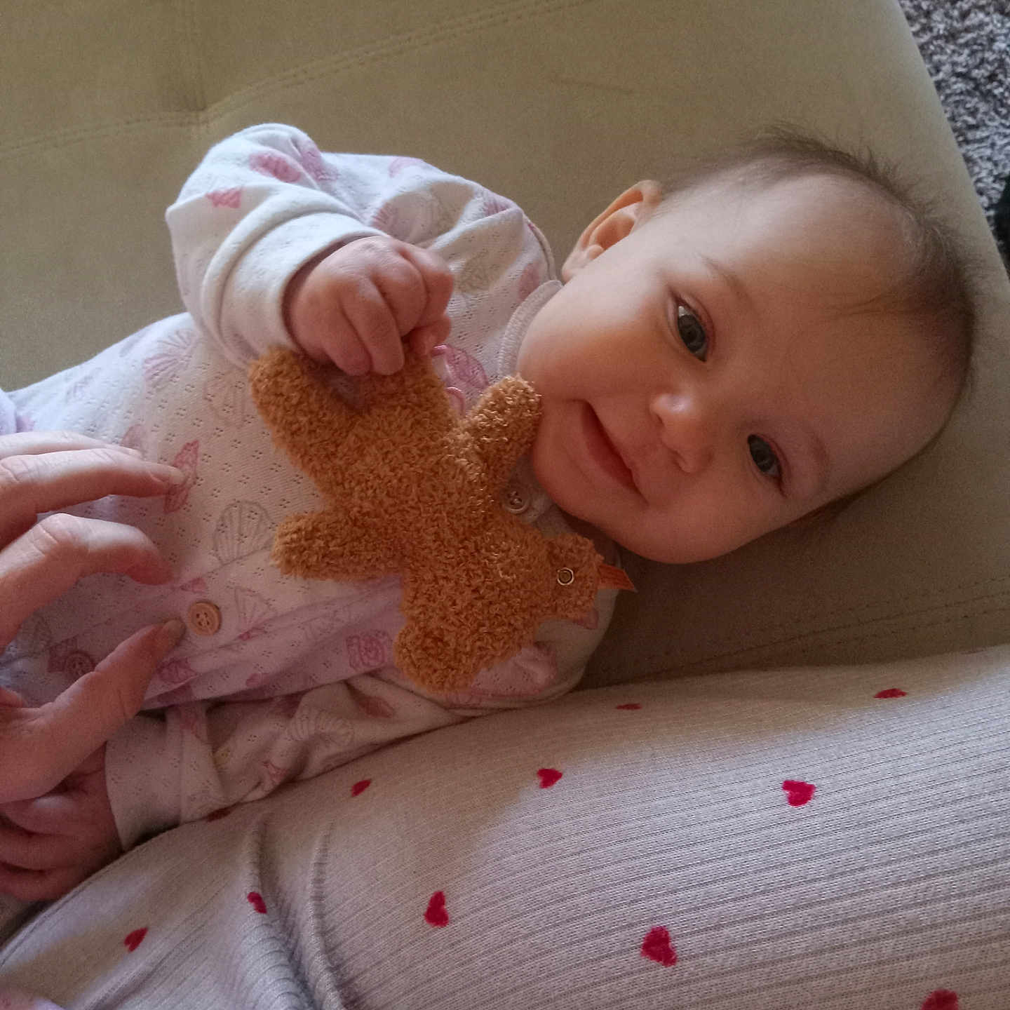 Emilia joined the competition — help win amazing prizes! applique, baby, blanket, bodypart, couch, crib, cushion, face, finger, furniture, hand, head, homedecor, linen, newborn, pattern, person, photography, portrait, toy