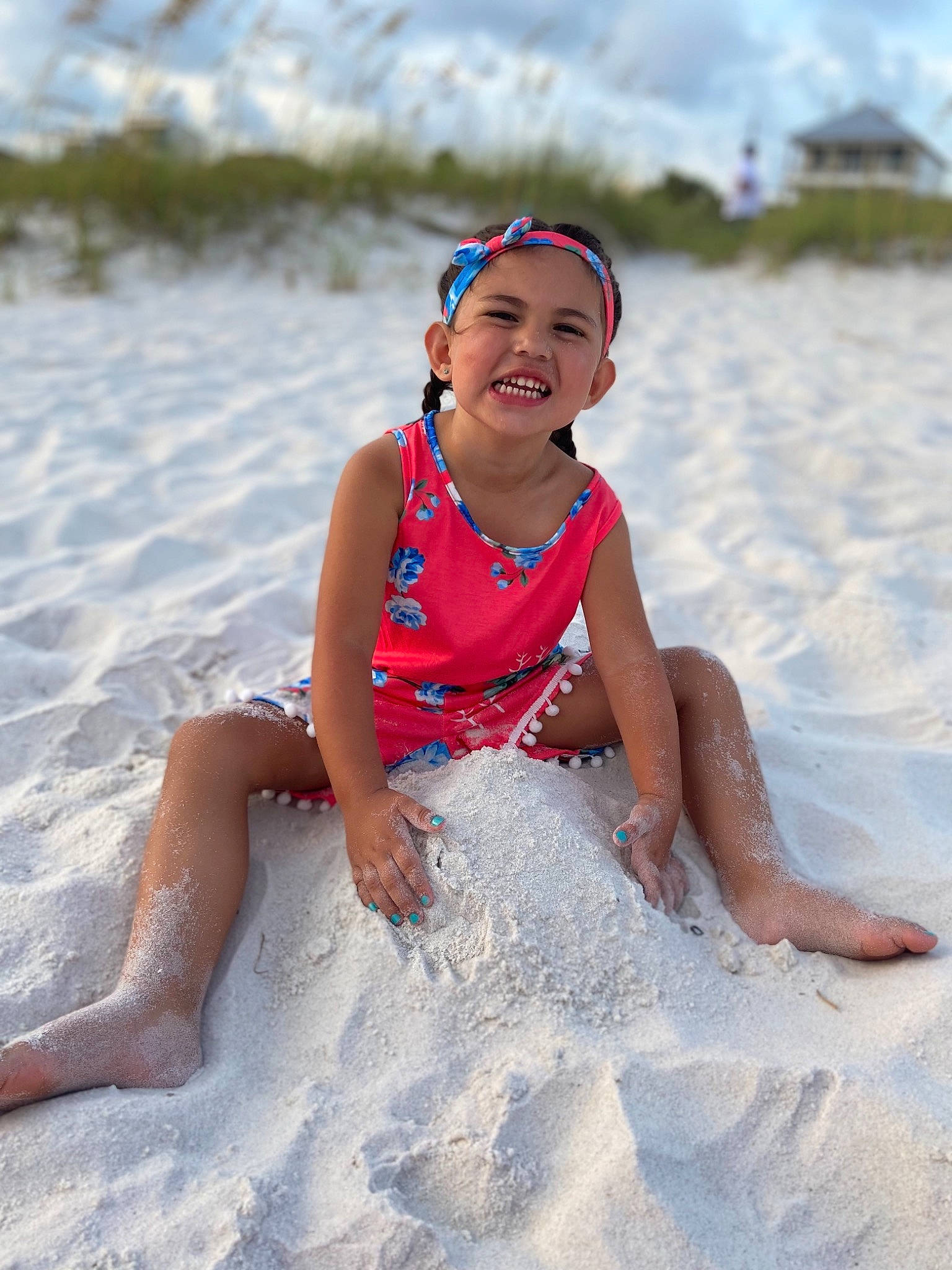 Izabella joined the competition — help win amazing prizes! barefoot, beach, body_of_water, child, cloud, electric_blue, fun, happy, headwear, holiday, joy, leisure, people_in_nature, people_on_beach, person, personal_protective_equipment, recreation, sand, smile, thigh