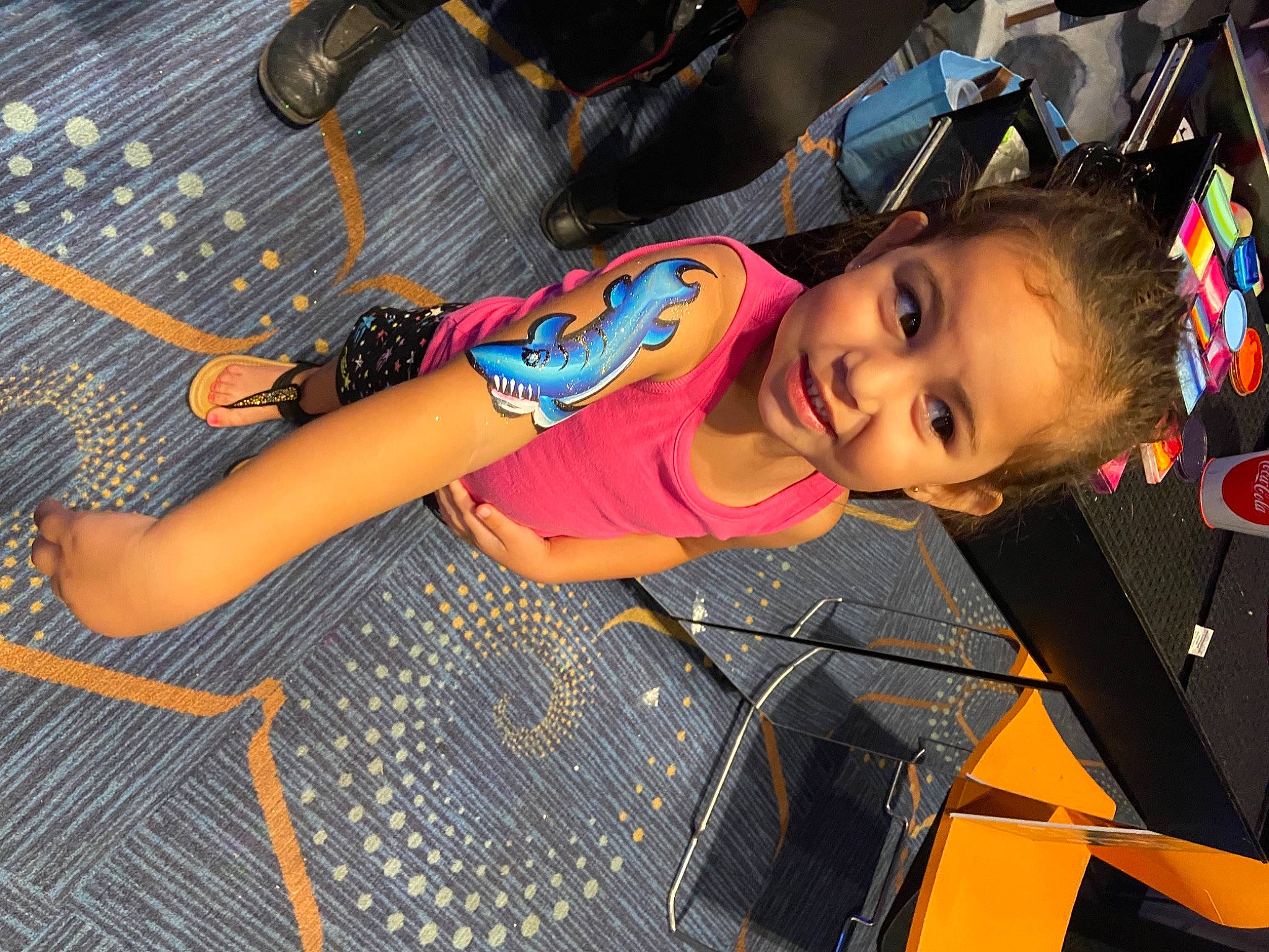 Izabella joined the competition — help win amazing prizes! black_hair, child, denim, electric_blue, entertainment, event, flooring, fun, happy, human_leg, joy, leisure, pattern, person, sandal, sitting, smile, street_fashion, t_shirt, thigh
