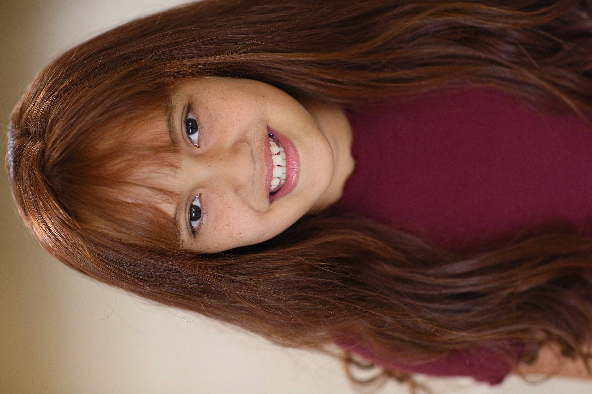 Riley is registered to the contest to win money with this photo: cheek, chin, dress, eyebrow, eyelash, flash_photography, happy, human_body, iris, jaw, joy, layered_hair, lip, long_hair, makeover, mouth, nose, person, skin, smile