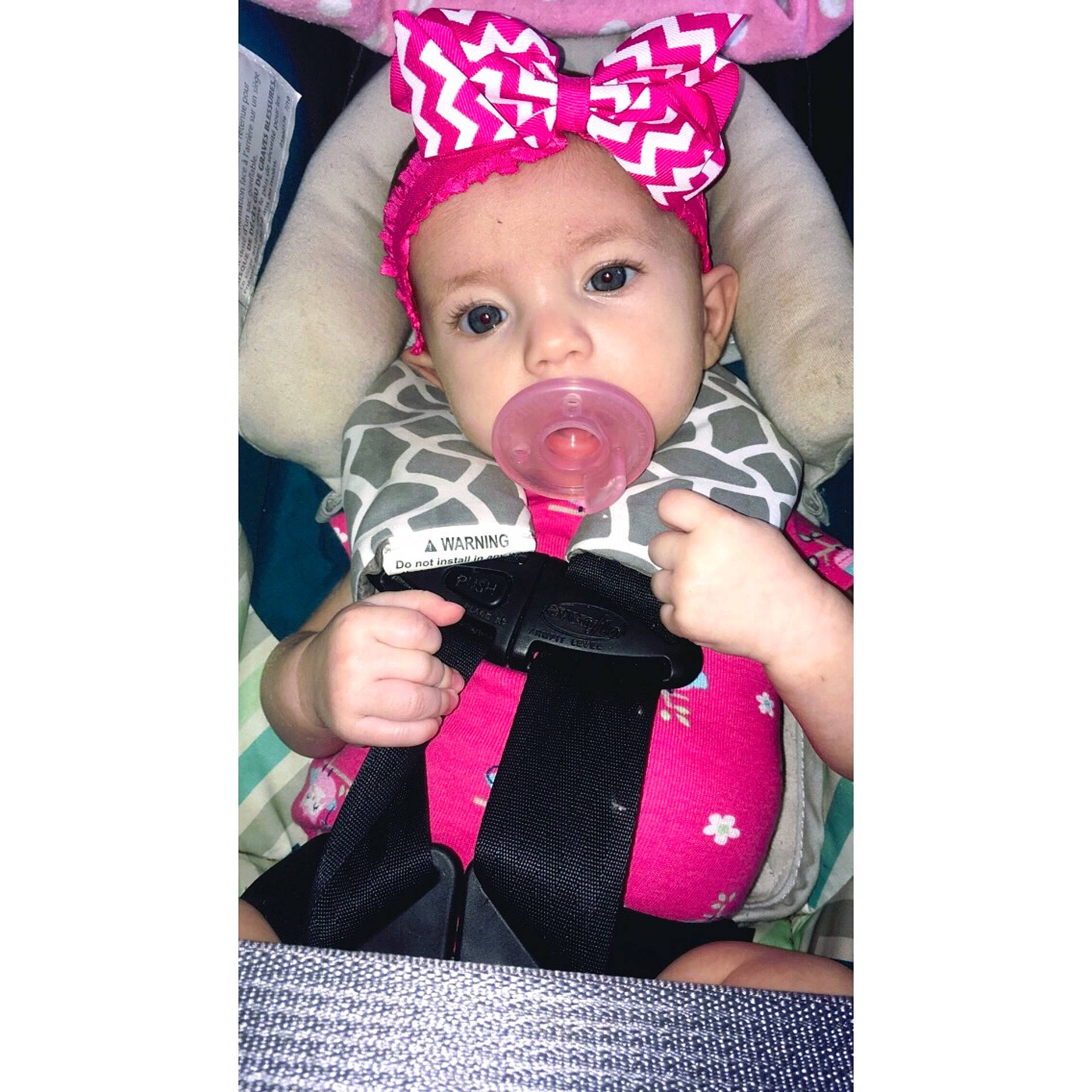 Laura is registered to the contest to win money with this photo: child, design, headgear, infant, magenta, pattern, person, pink, product, textile, toddler