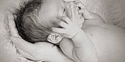 Landon is registered to the contest to win money with this photo: baby, newborn, infant, hand, skin, hair, black_and_white, soft_texture, portrait, sleeping, closeup, cute, small, human, child, gentle, tender, resting, peaceful, fingers