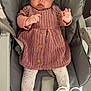 Eléa participe au concours pour gagner de l'argent avec cette photo : baby, infant, child, headband, dress, leggings, sneakers, baby_seat, chicco, heart_doodle, floor_tiles, indoor, cute, pink, white, patterned_clothing, portrait, baby_clothing, footwear, seat_belt