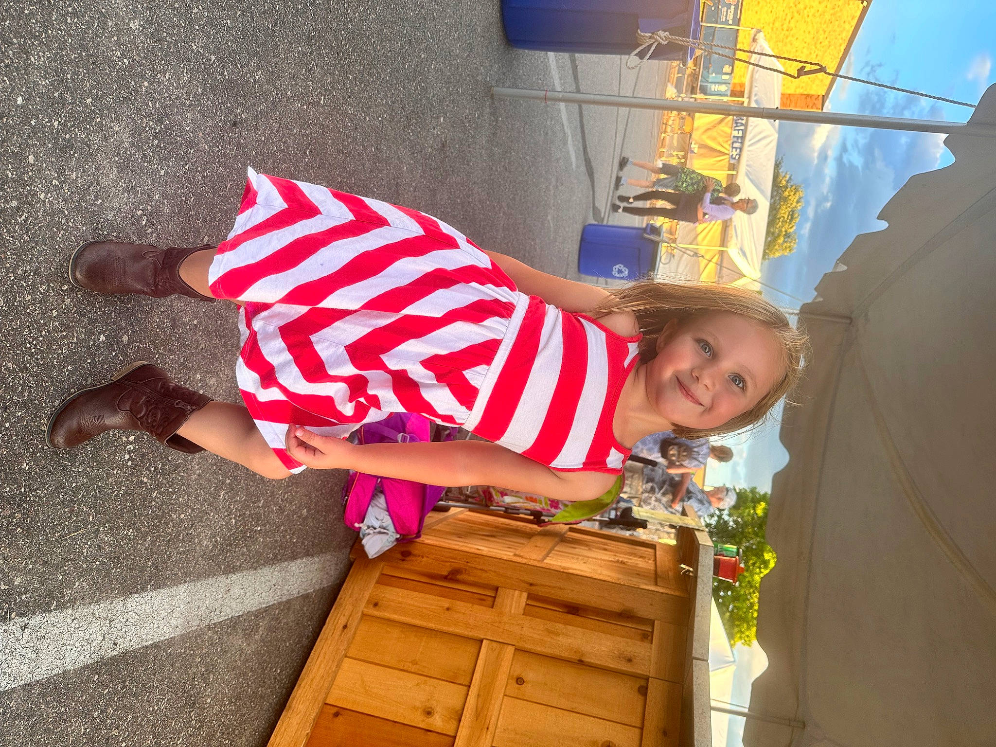 Eleanor is registered to the contest to win money with this photo: child, design, fun, happy, hat, house, human_leg, joy, leisure, magenta, person, photograph, play, shorts, smile, snapshot, t_shirt, thigh, toddler, travel