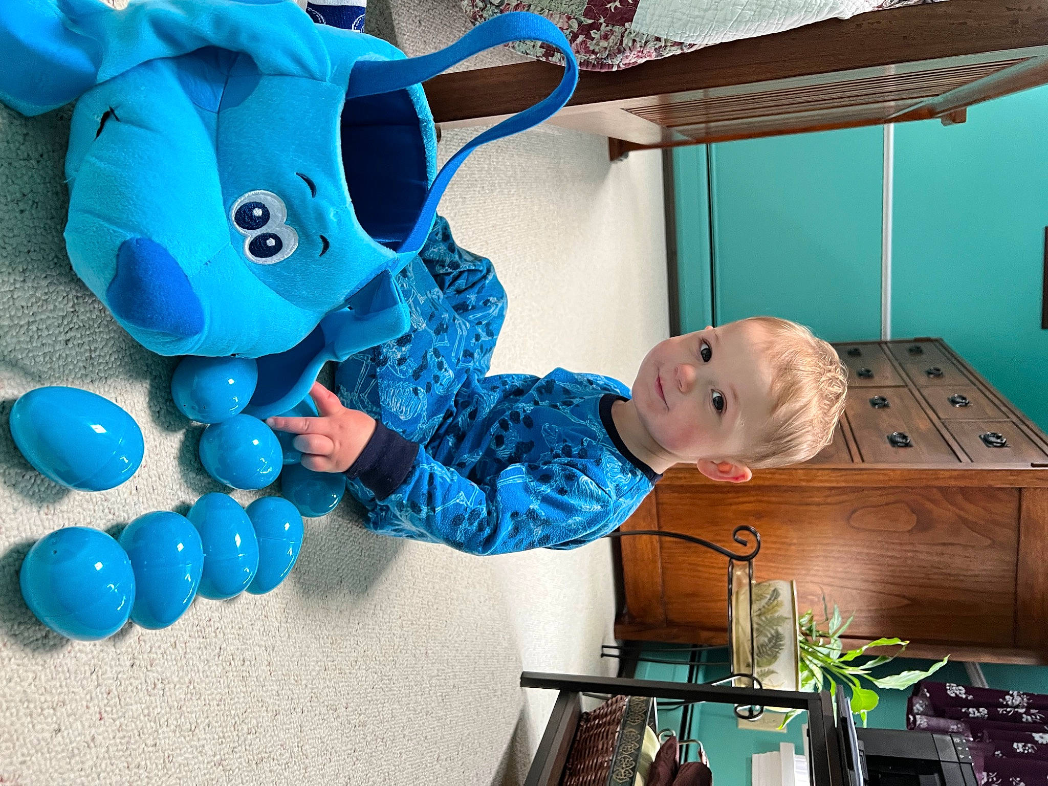 Rowen joined the competition — help win amazing prizes! animation, baby, baby_toys, balloon, blue, child, electric_blue, fun, green, happy, leisure, mascot, party_supply, person, play, recreation, room, smile, t_shirt, toddler
