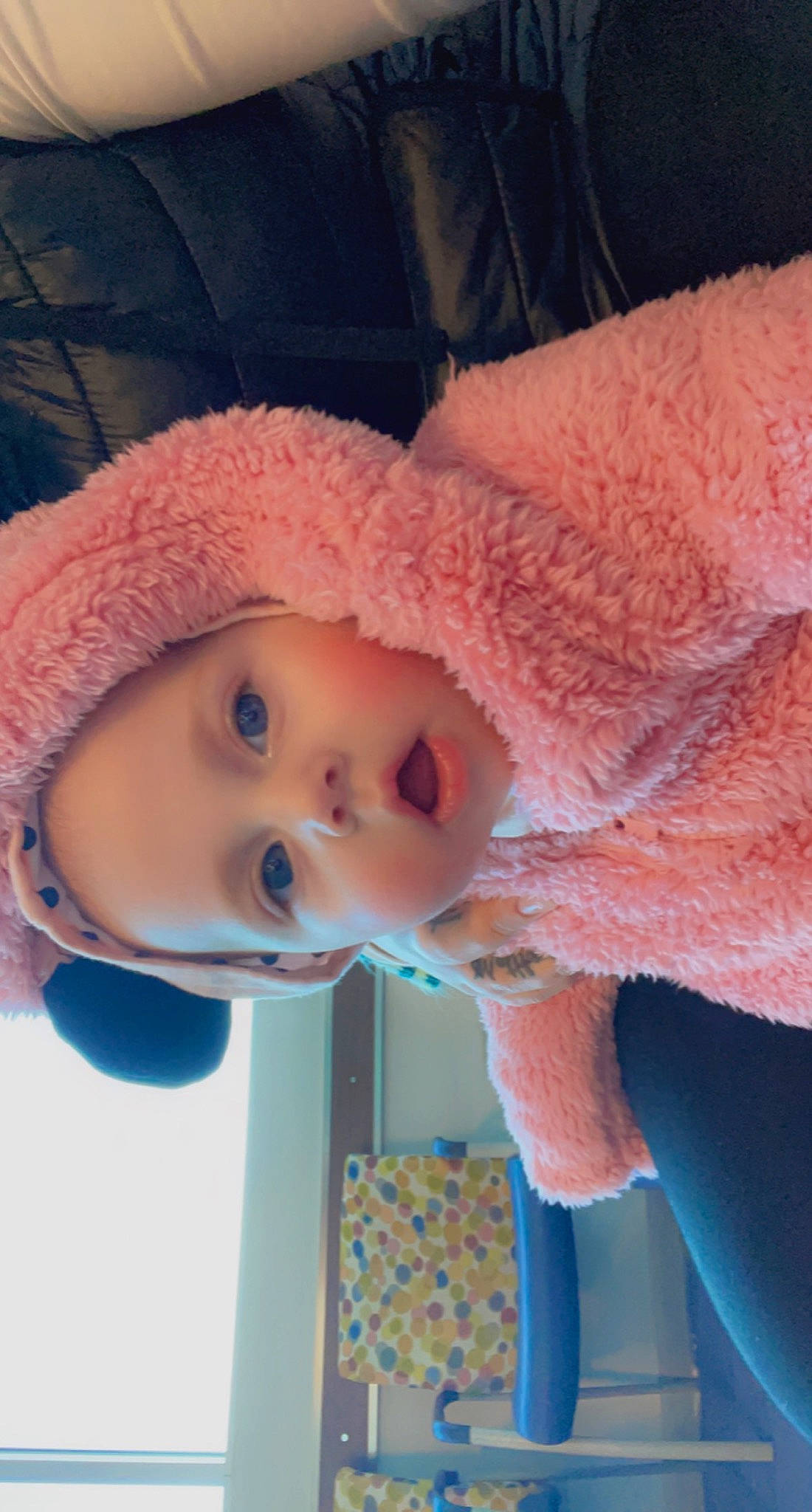 Veronica is registered to the contest to win money with this photo: beanie, blue, cap, cheek, child, cloud, eyelash, freezing, fur, happy, hat, headgear, knit_cap, lip, nose, person, snow, surprise, toddler, tree