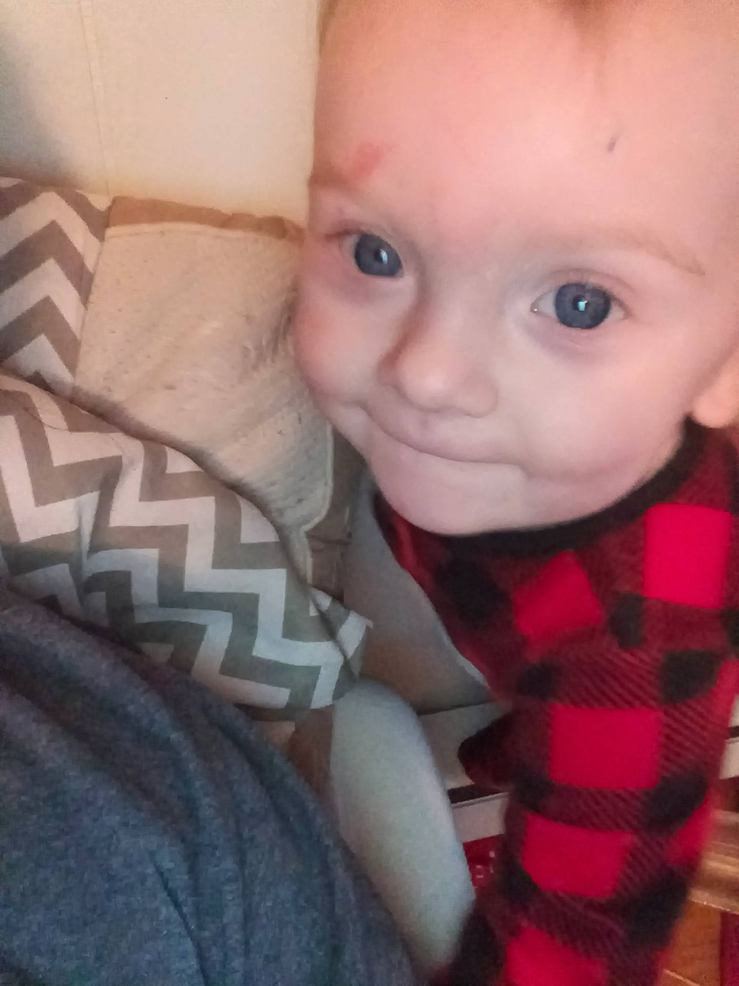 Aleeyah is registered to the contest to win money with this photo: baby, cheek, child, eye, eyebrow, face, forehead, head, iris, lip, mouth, nose, pattern, person, plaid, selfie, skin, smile, toddler