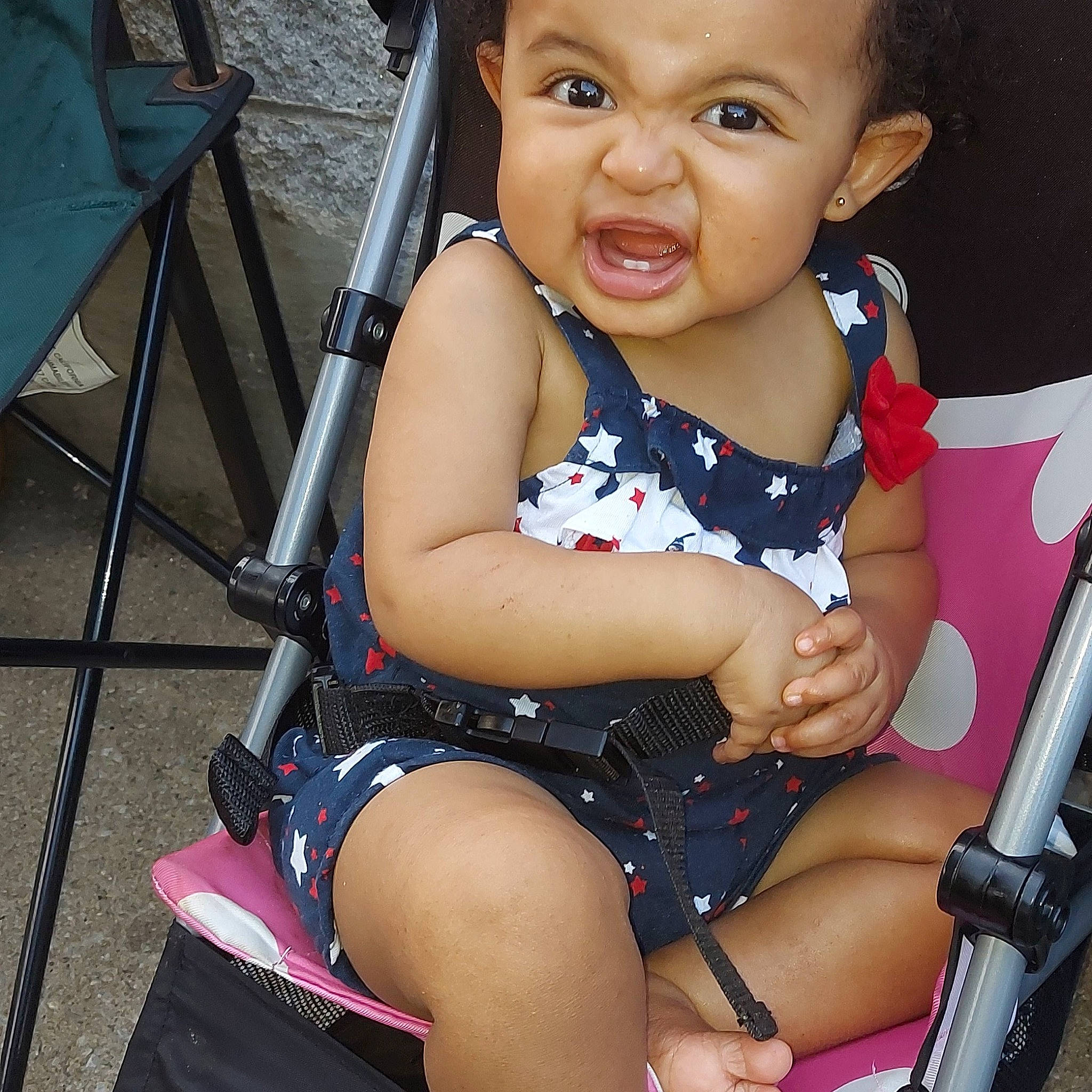 Yazmin joined the competition — help win amazing prizes! baby_carriage, baby_products, child, leg, person, product, sitting, thigh, toddler