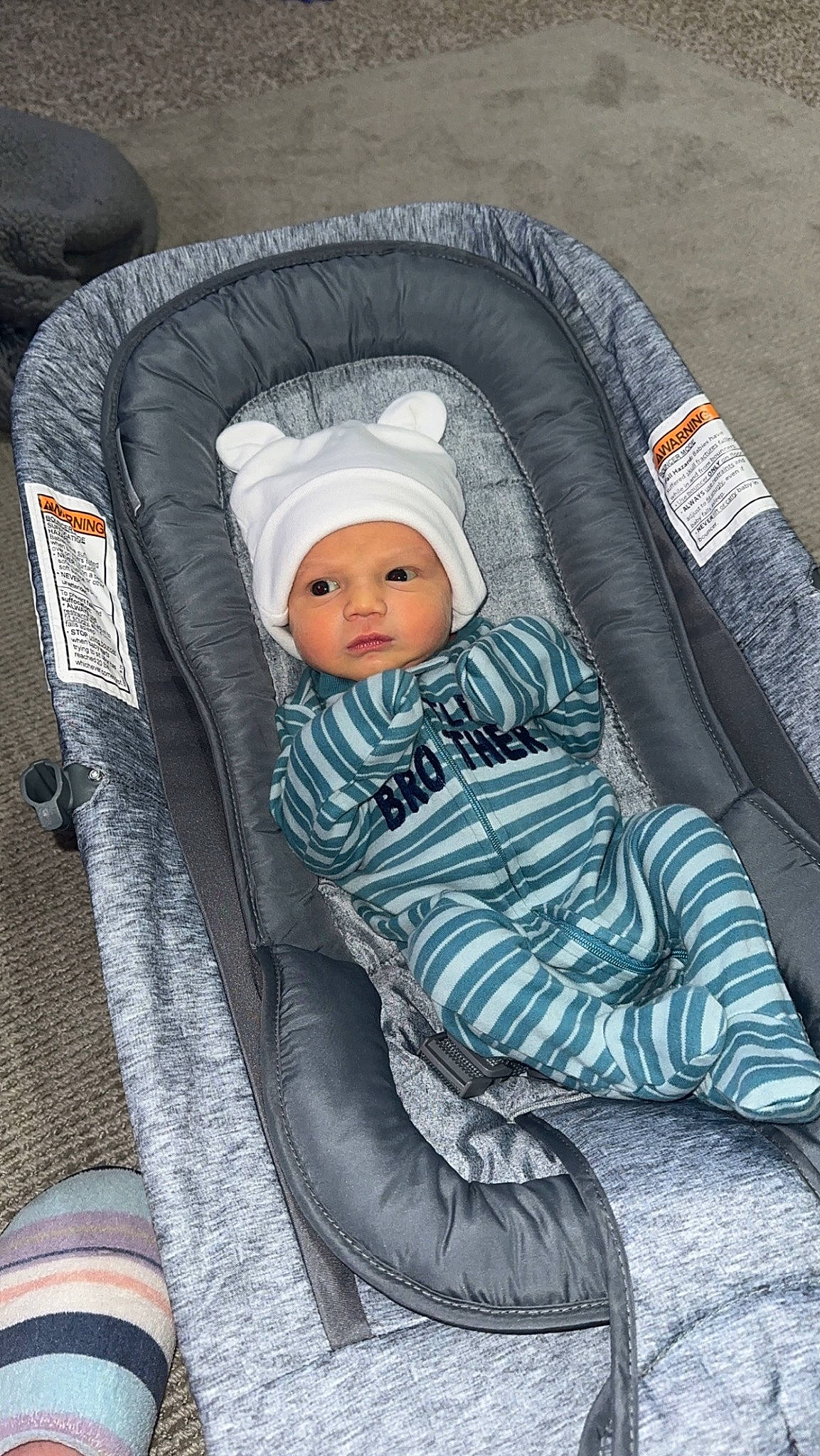 Kyson joined the competition — help win amazing prizes! auto_part, baby, baby_carriage, baby_products, baby_safety, baby_toddler_clothing, car_seat, chair, child, comfort, face, fashion_accessory, head, headwear, pattern, person, sitting, toddler