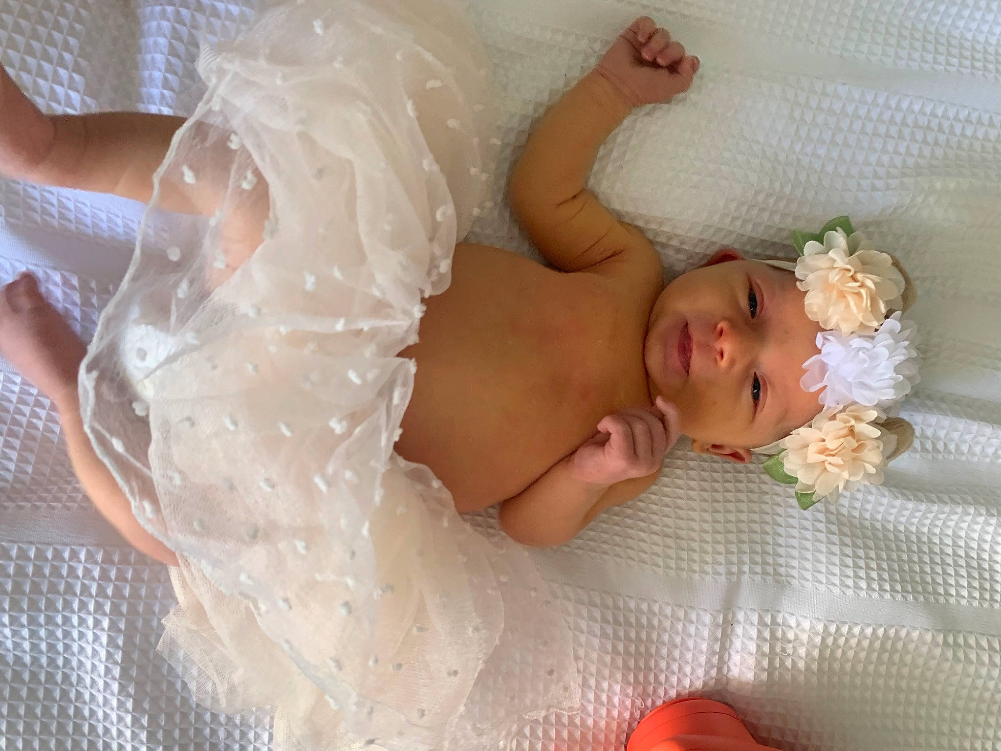 Nalani is registered to the contest to win money with this photo: abdomen, arm, baby, baby_products, baby_sleeping, baby_toddler_clothing, bedding, bedtime, chest, child, comfort, finger, hand, happy, head, headwear, leg, linens, person, skin