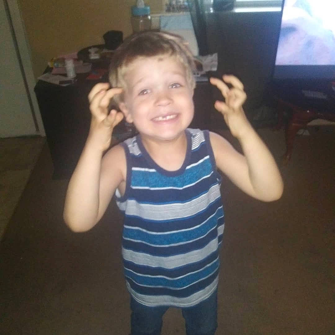 Kyler joined the competition — help win amazing prizes! arm, chest, elbow, eye, face, finger, floor, fun, gesture, happy, iris, jaw, joy, mouth, neck, person, sleeve, smile, t_shirt, television