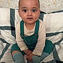 Azaan joined the competition — help win amazing prizes! baby, child, sitting, plaid_blanket, overalls, socks, indoors, portrait, cute, infant, cozy, smiling, person, face, head, hands, feet, soft_texture, pattern, wallpaper
