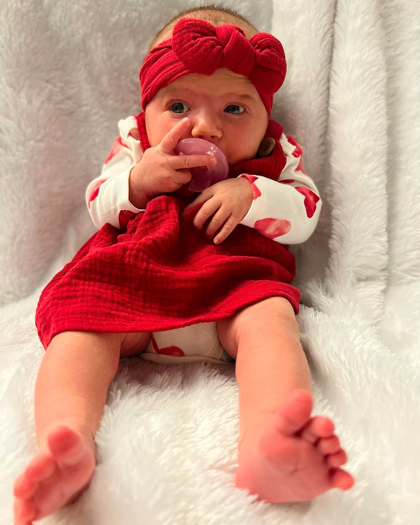 Aleah joined the competition — help win amazing prizes! arm, baby, baby_toddler_clothing, cap, cheek, comfort, dress, eye, face, finger, hand, headwear, leg, lip, mouth, person, pink, red, skin, sleeve