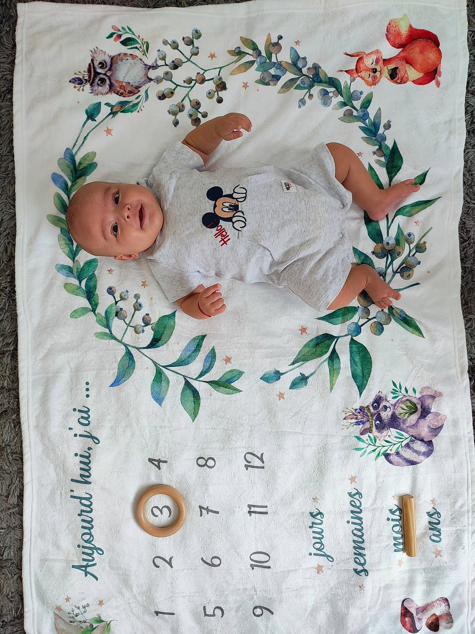Patrick participe au concours pour gagner de l'argent avec cette photo : art, baby, baby_products, baby_safety, baby_toddler_clothing, bedding, craft, font, leaf, linens, pattern, pedicel, person, plant, rectangle, room, sleeve, t_shirt, toddler, white